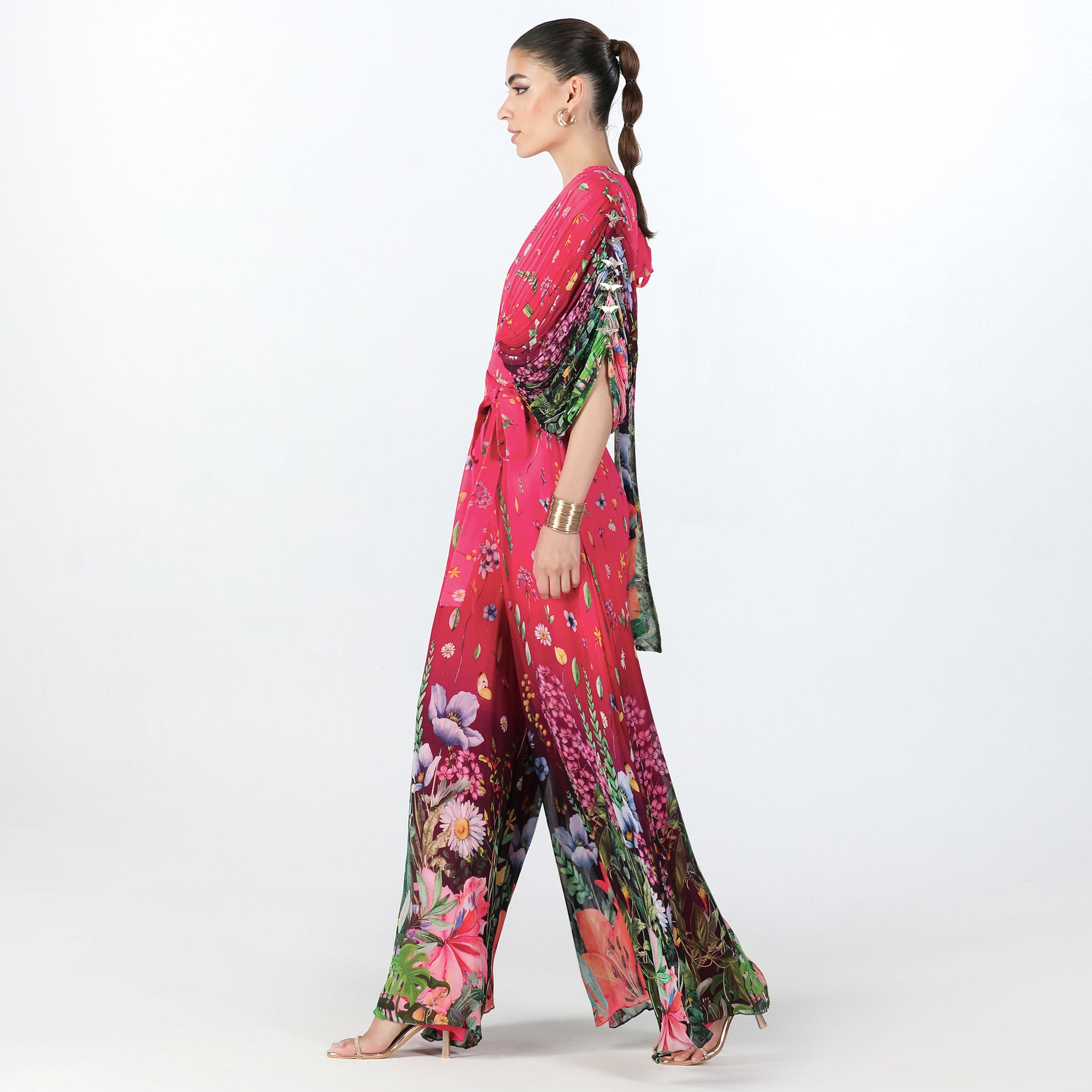 Embroidered Draped Jumpsuit