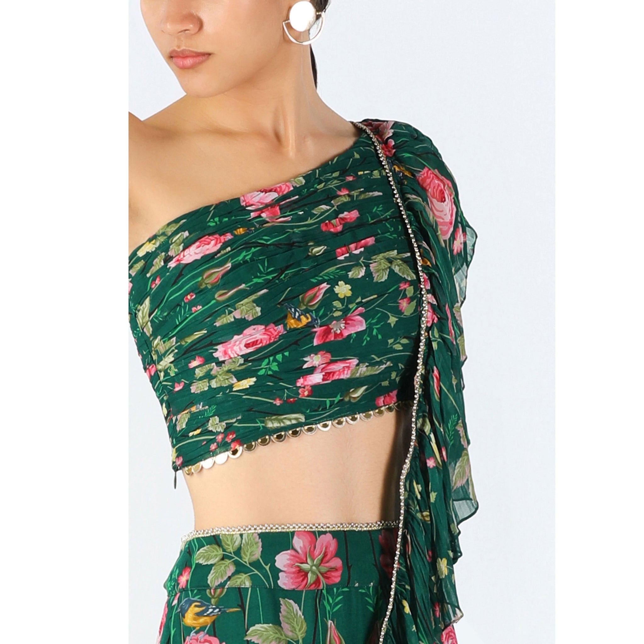 Embroidered Pre-draped Sari Gown