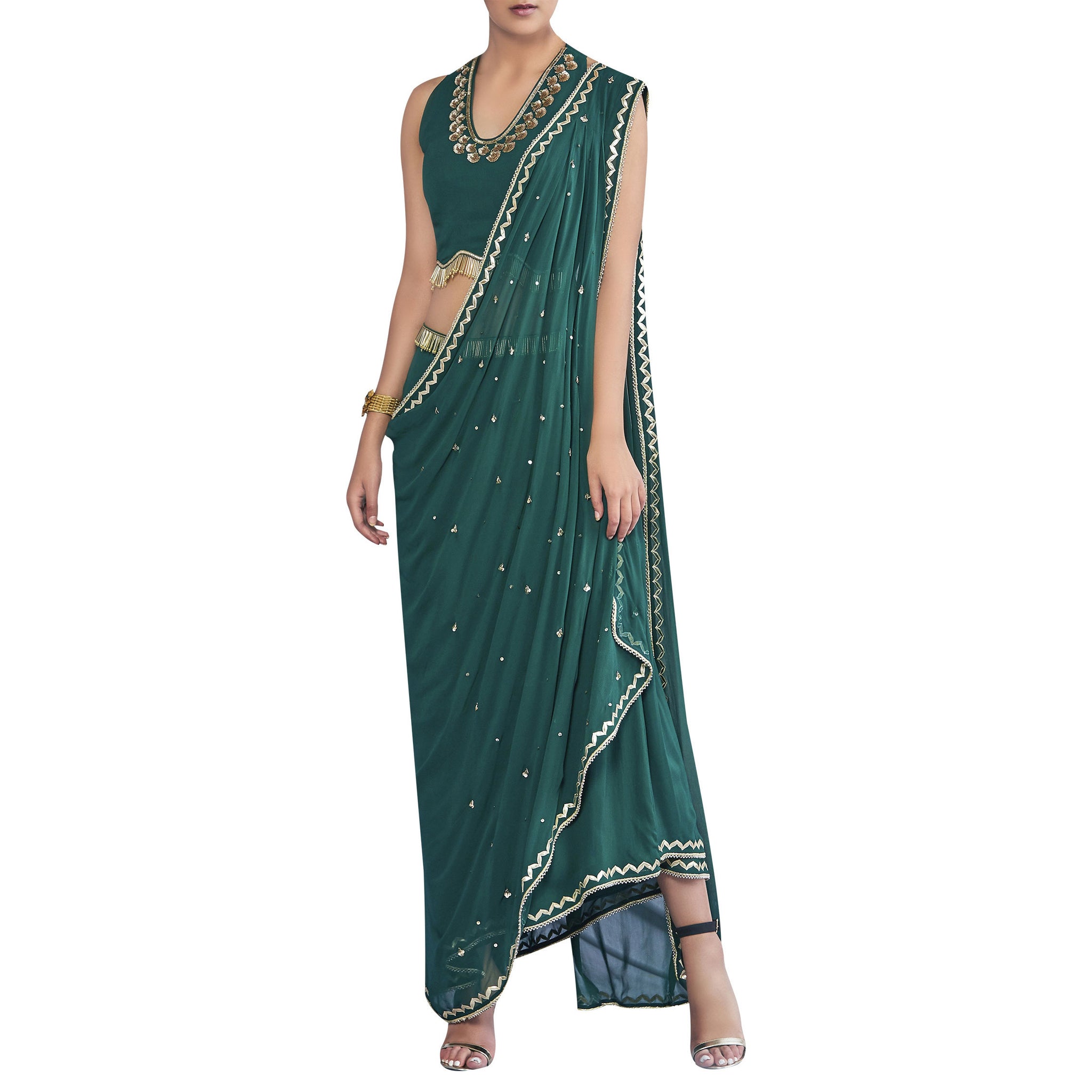 Embroidered Pre-Draped sari