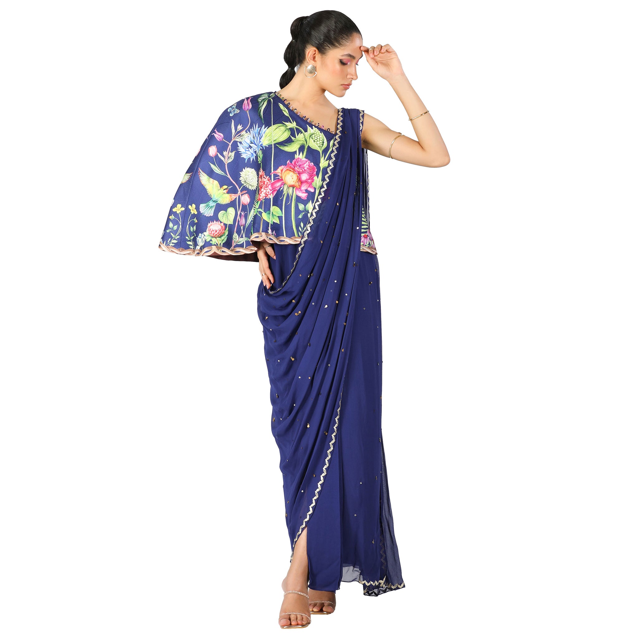 Embroidered Sari Gown