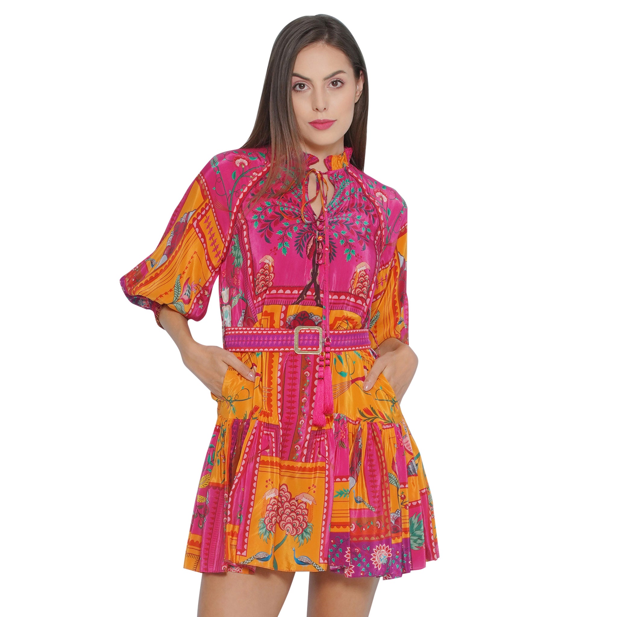 Embroidered Tiered Dress