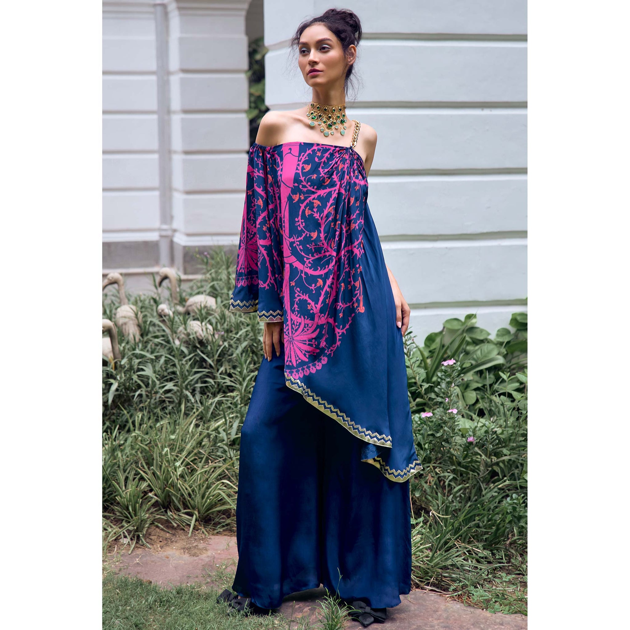 Embroidered Draped Set