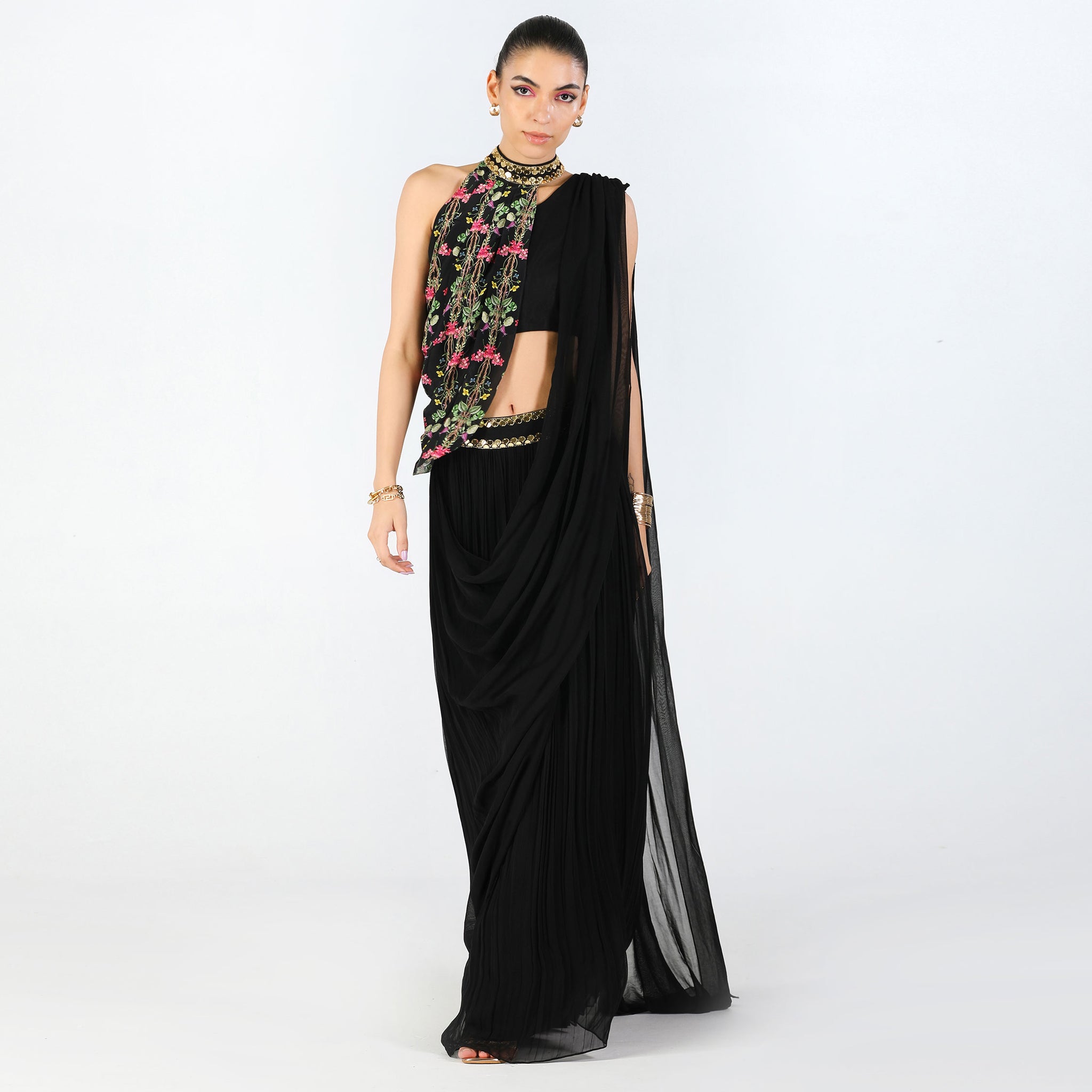 Embroidered Pre Draped Sari