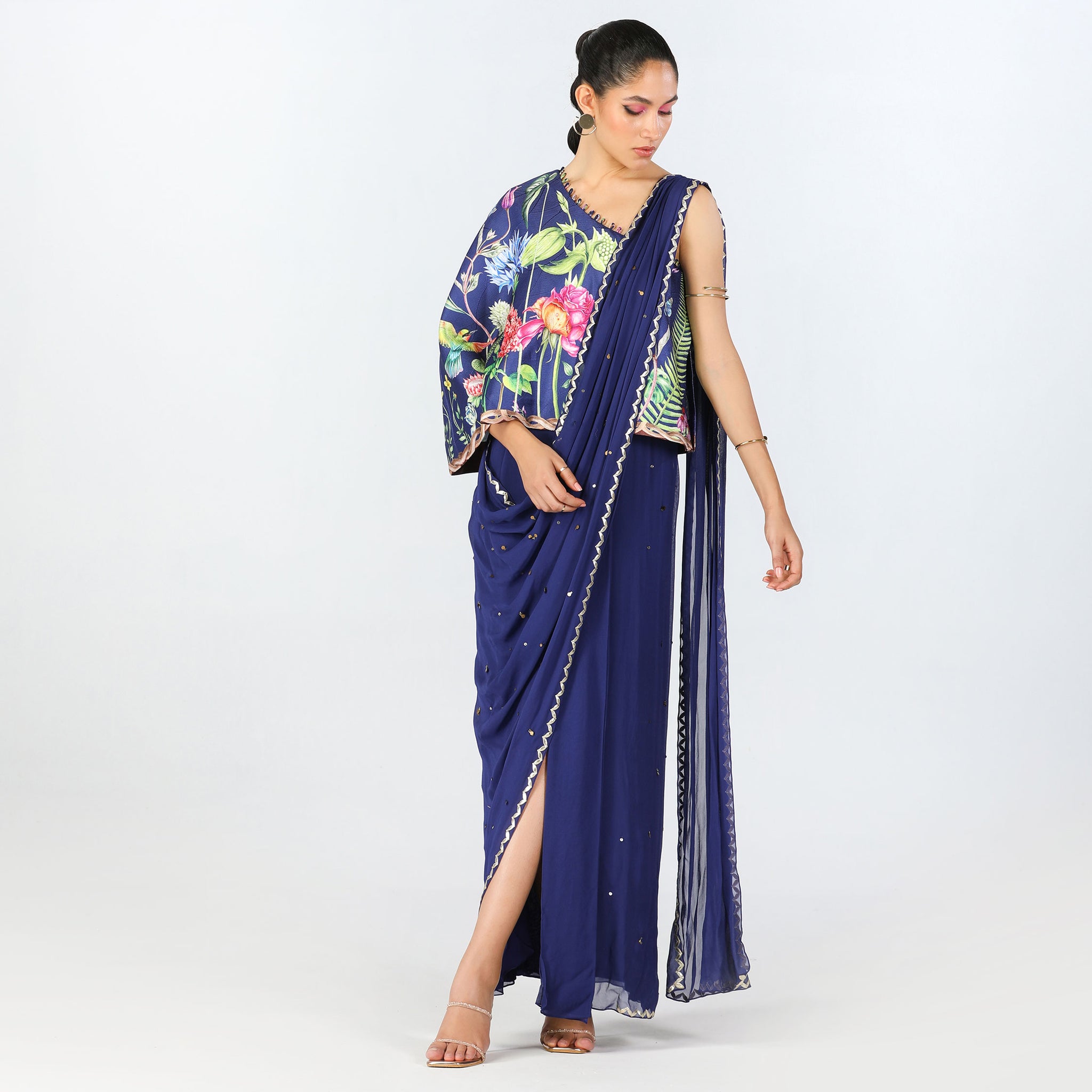 Embroidered Sari Gown