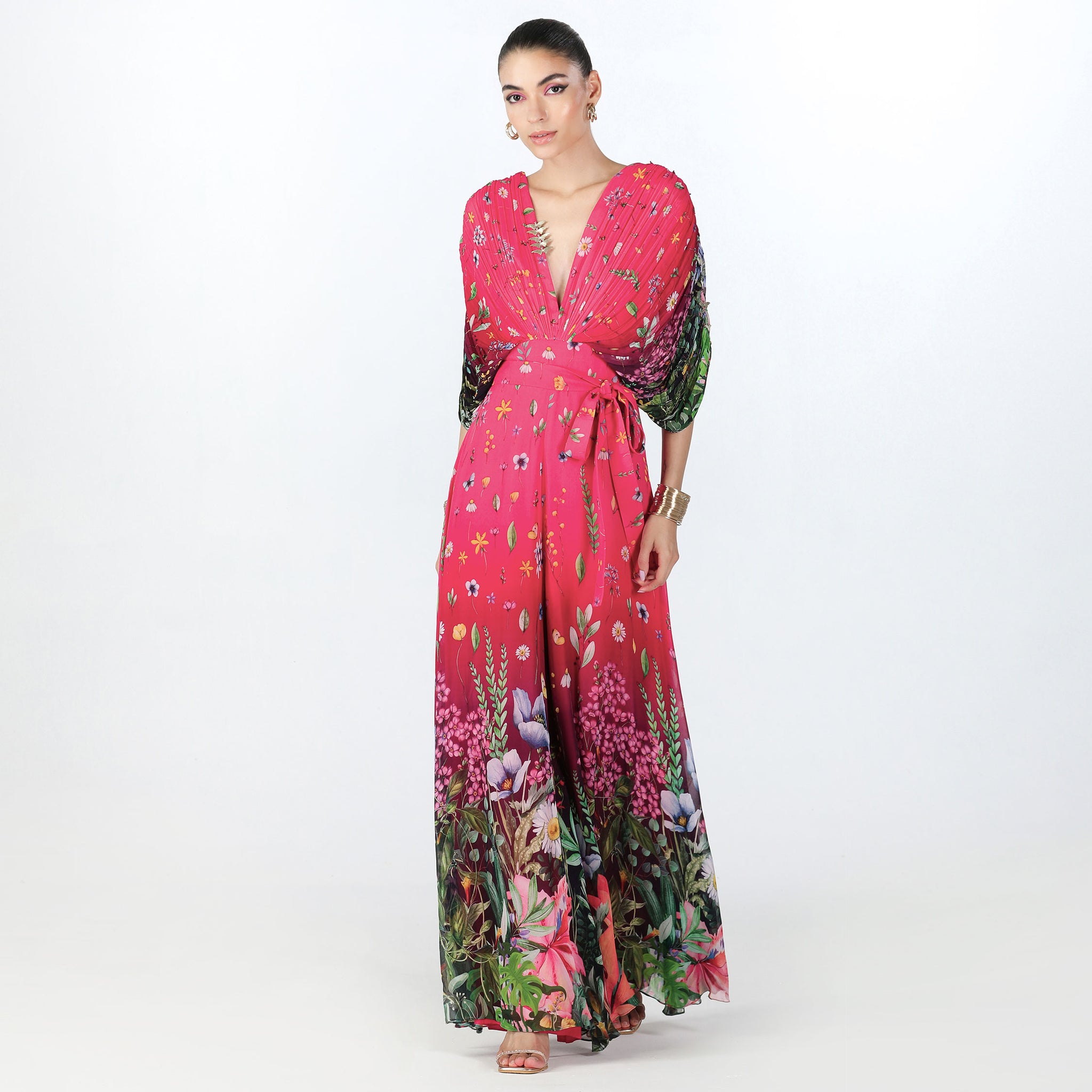 Embroidered Draped Jumpsuit