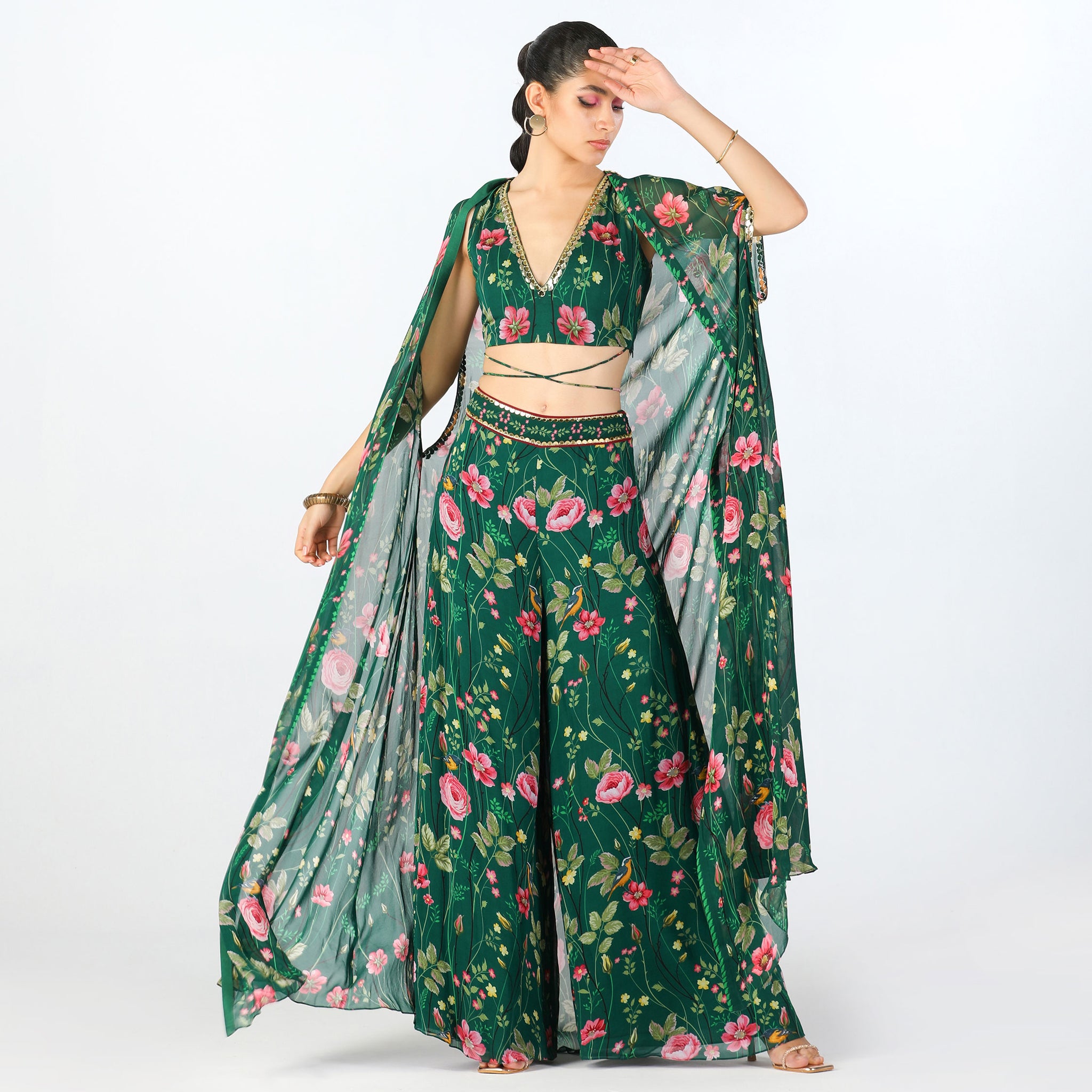 Embroidered Cape Set