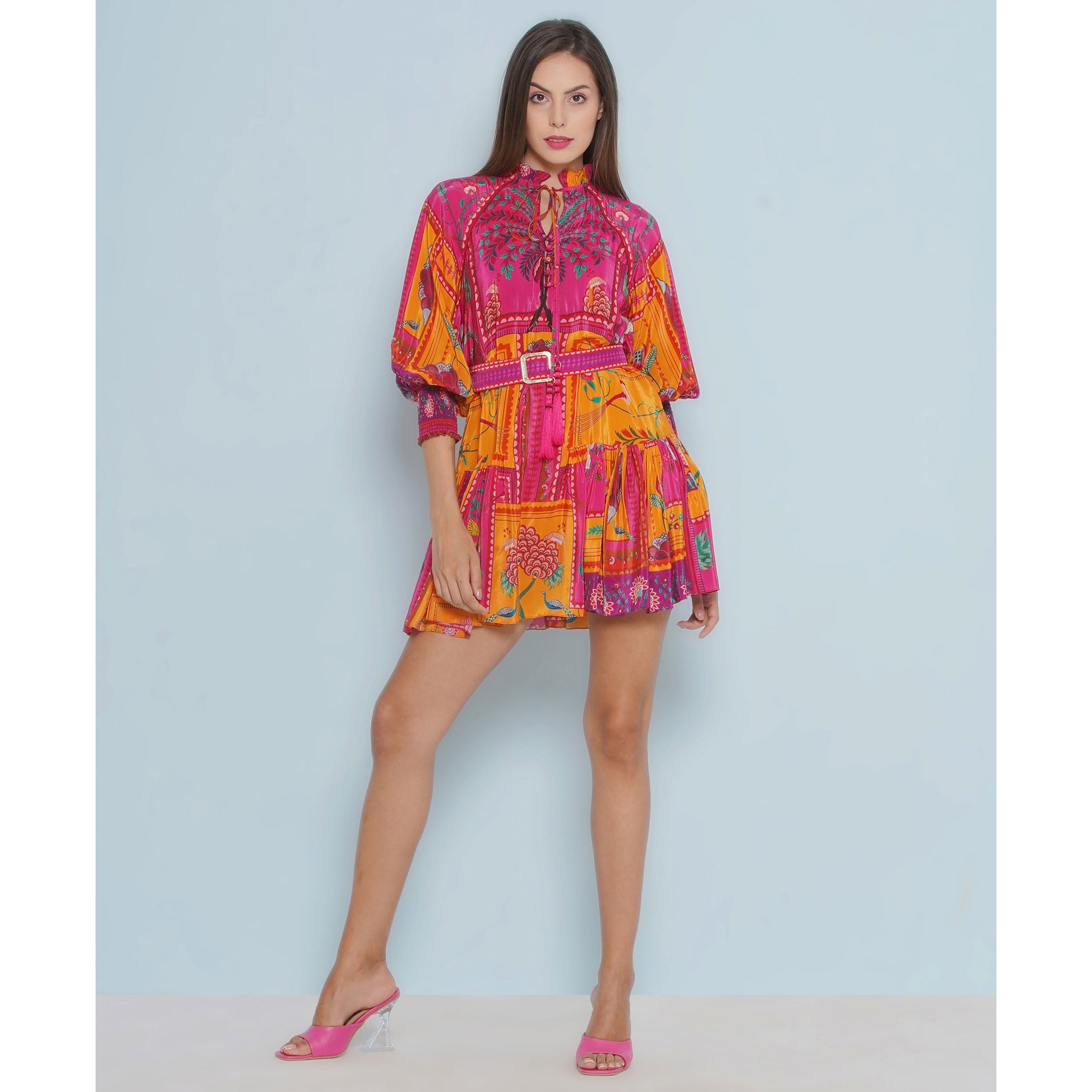 Embroidered Tiered Dress