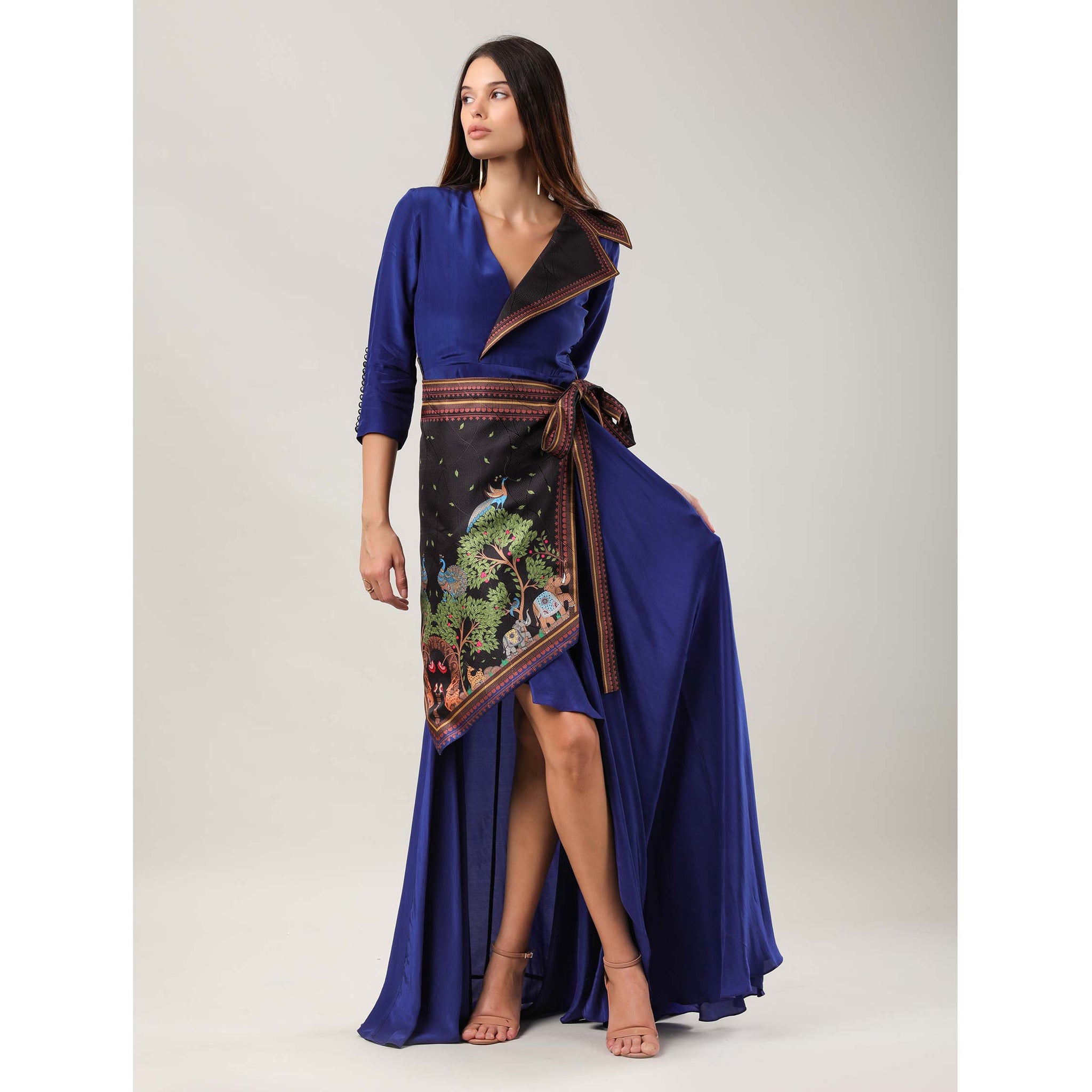 Asymmetrical Maxi Dress with Belt
