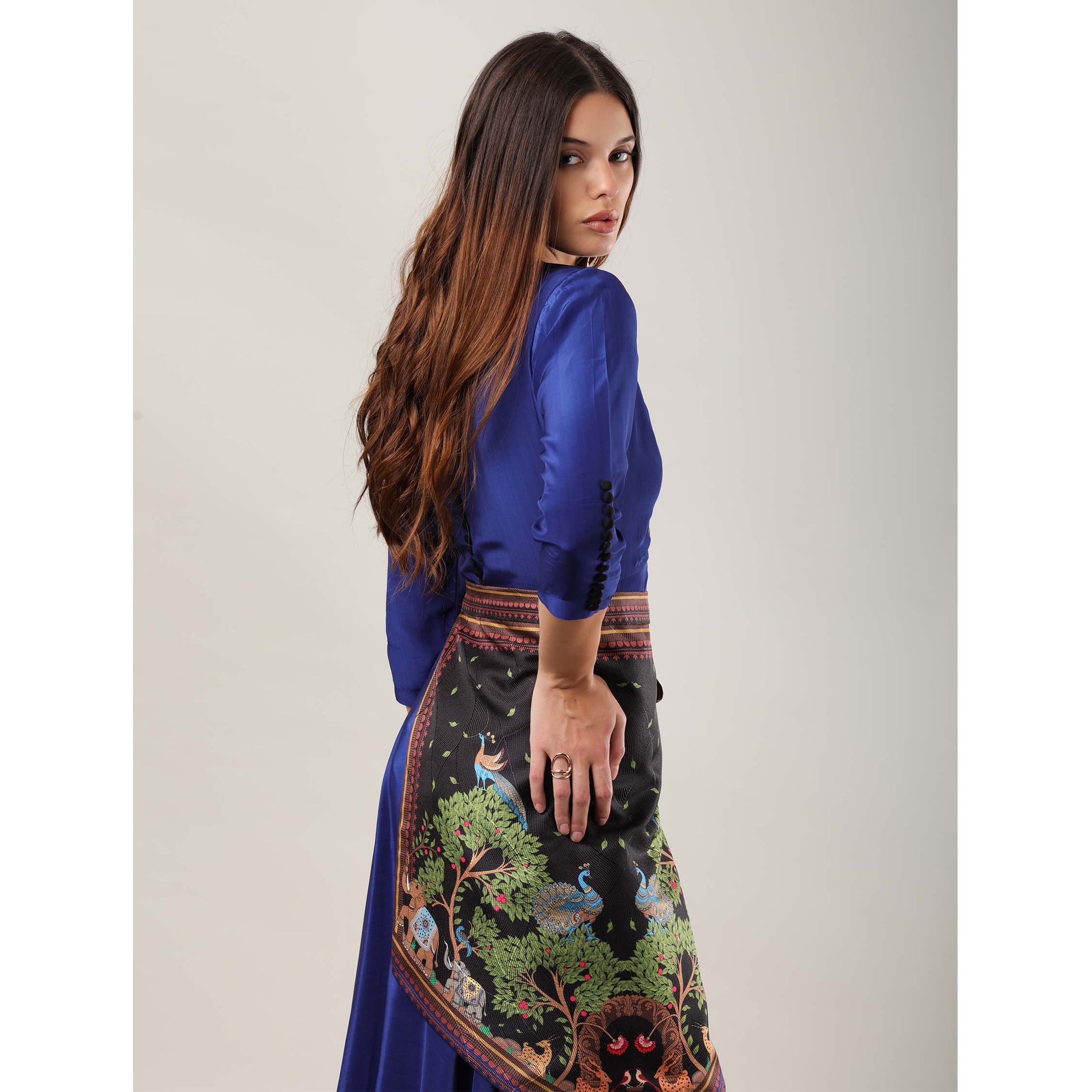 Asymmetrical Maxi Dress with Belt