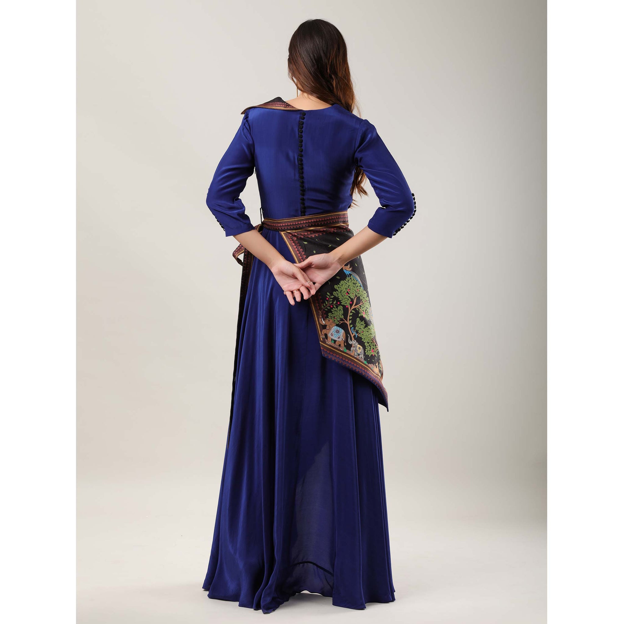 Asymmetrical Maxi Dress with Belt