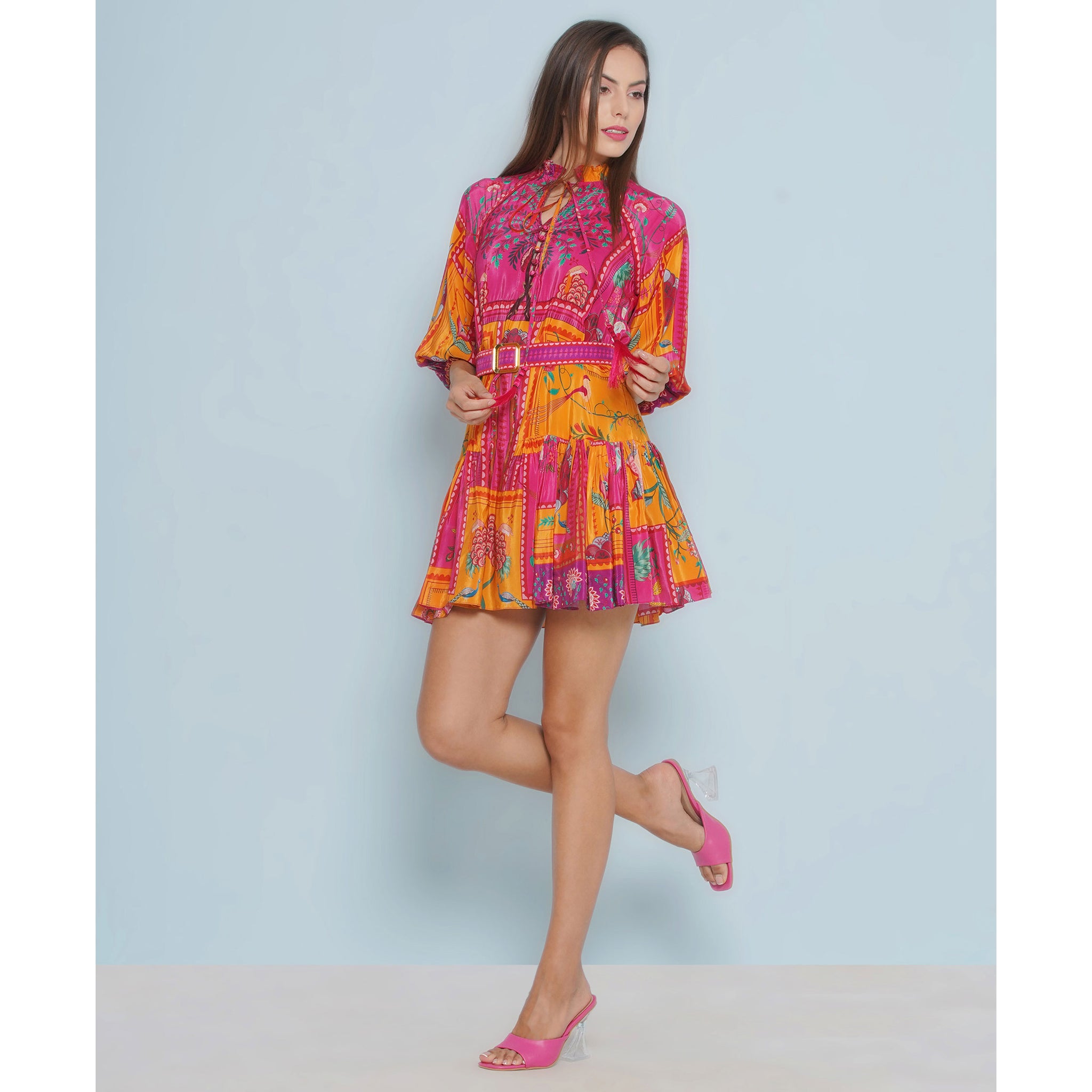 Embroidered Tiered Dress