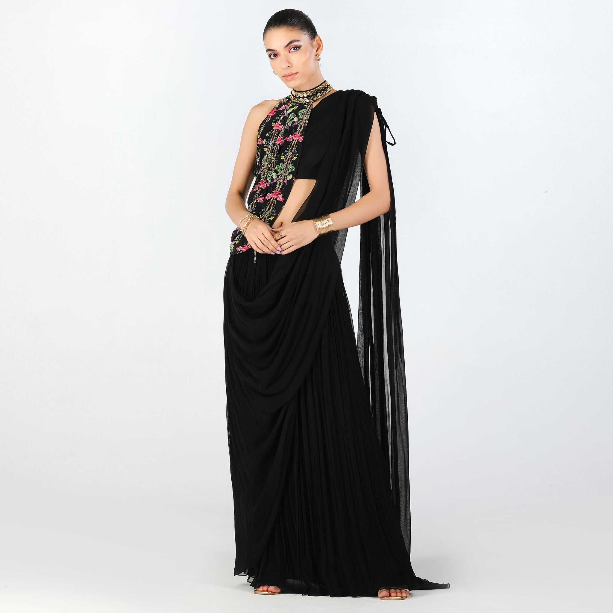 Embroidered Pre Draped Sari