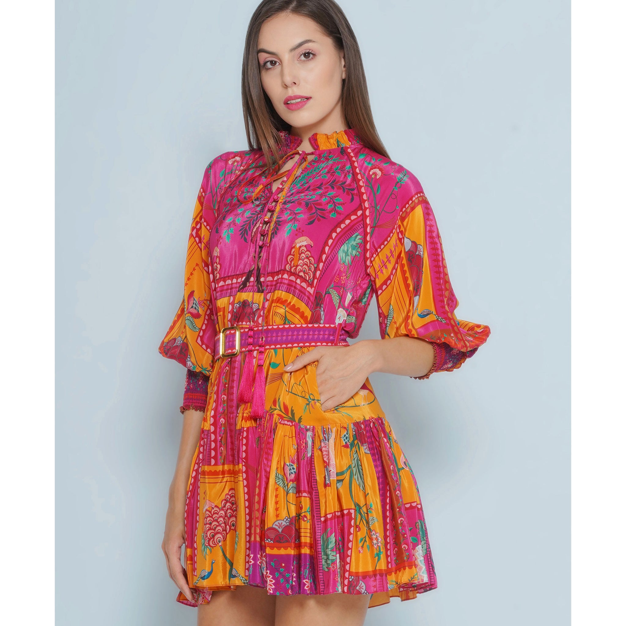 Embroidered Tiered Dress