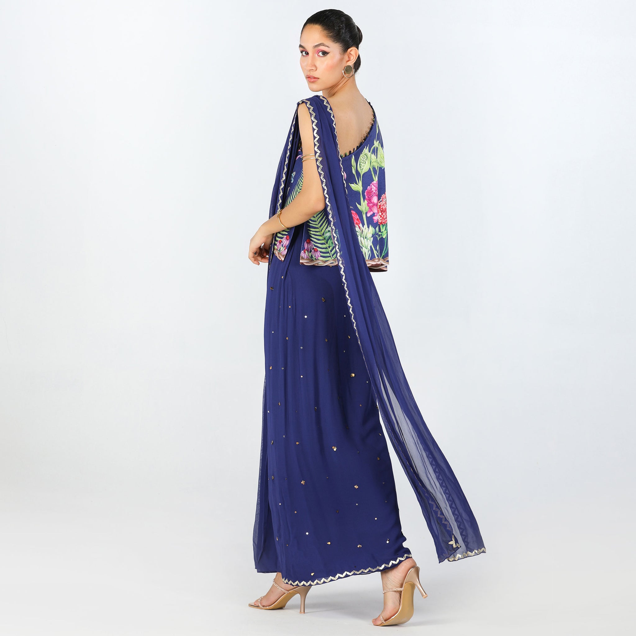 Embroidered Sari Gown