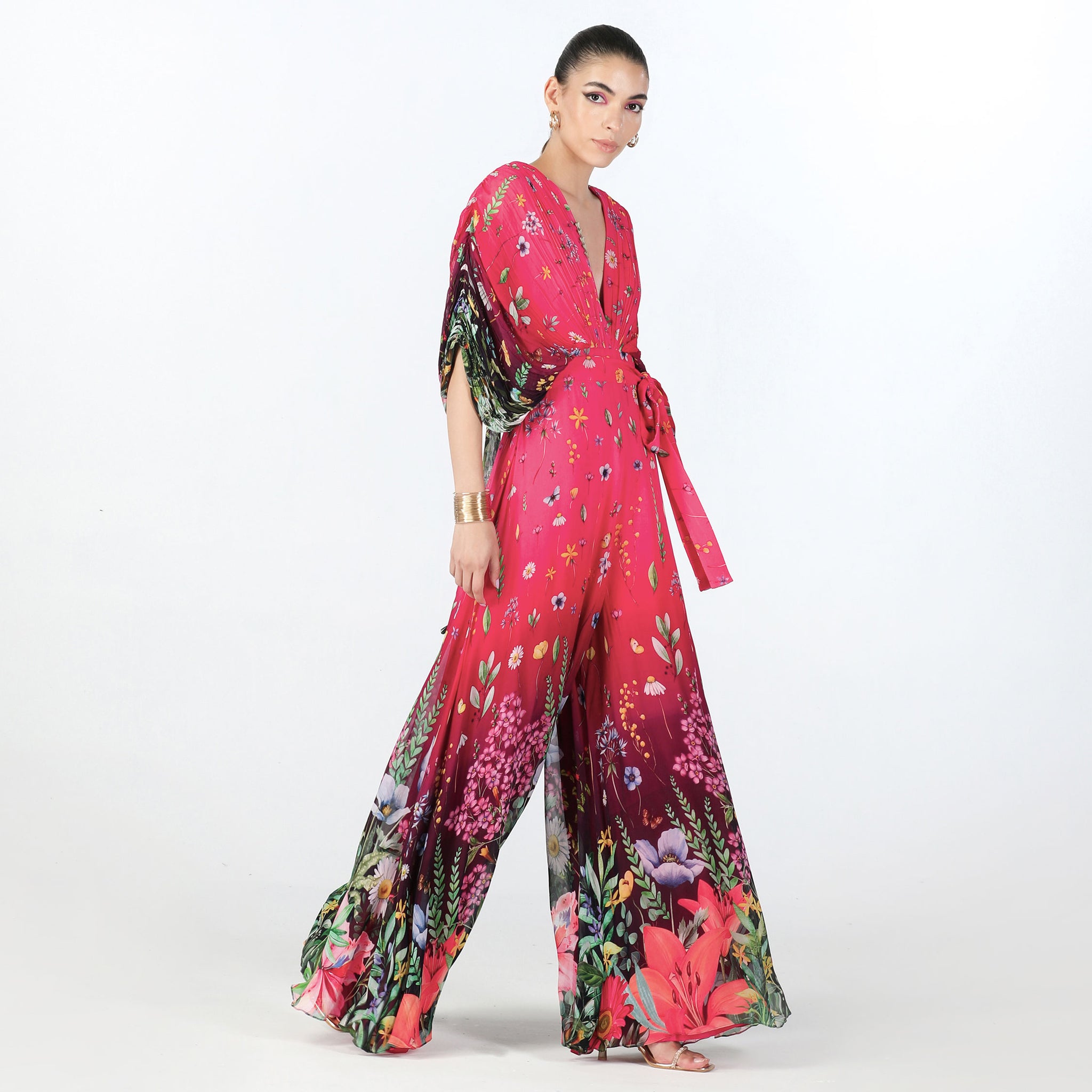 Embroidered Draped Jumpsuit