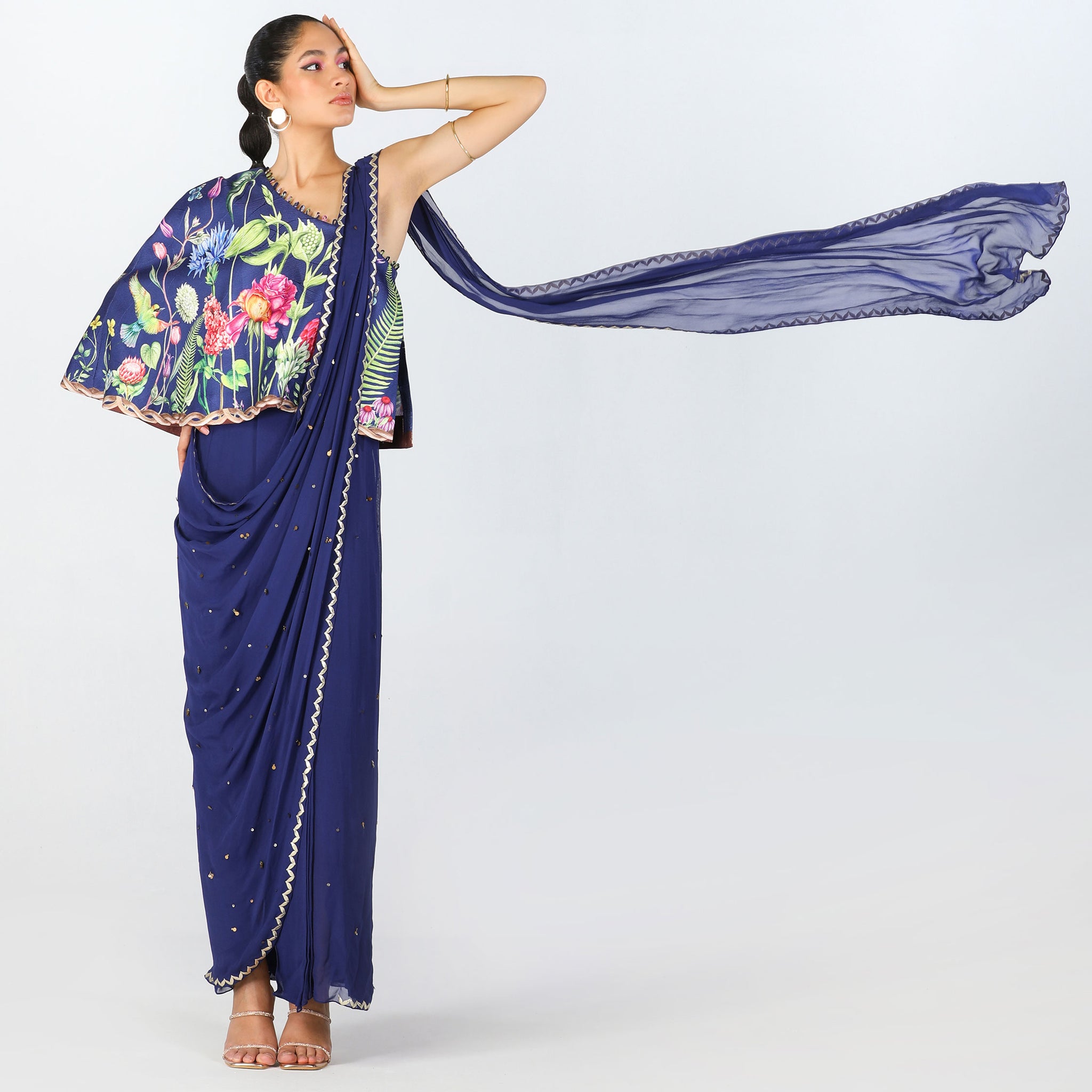 Embroidered Sari Gown