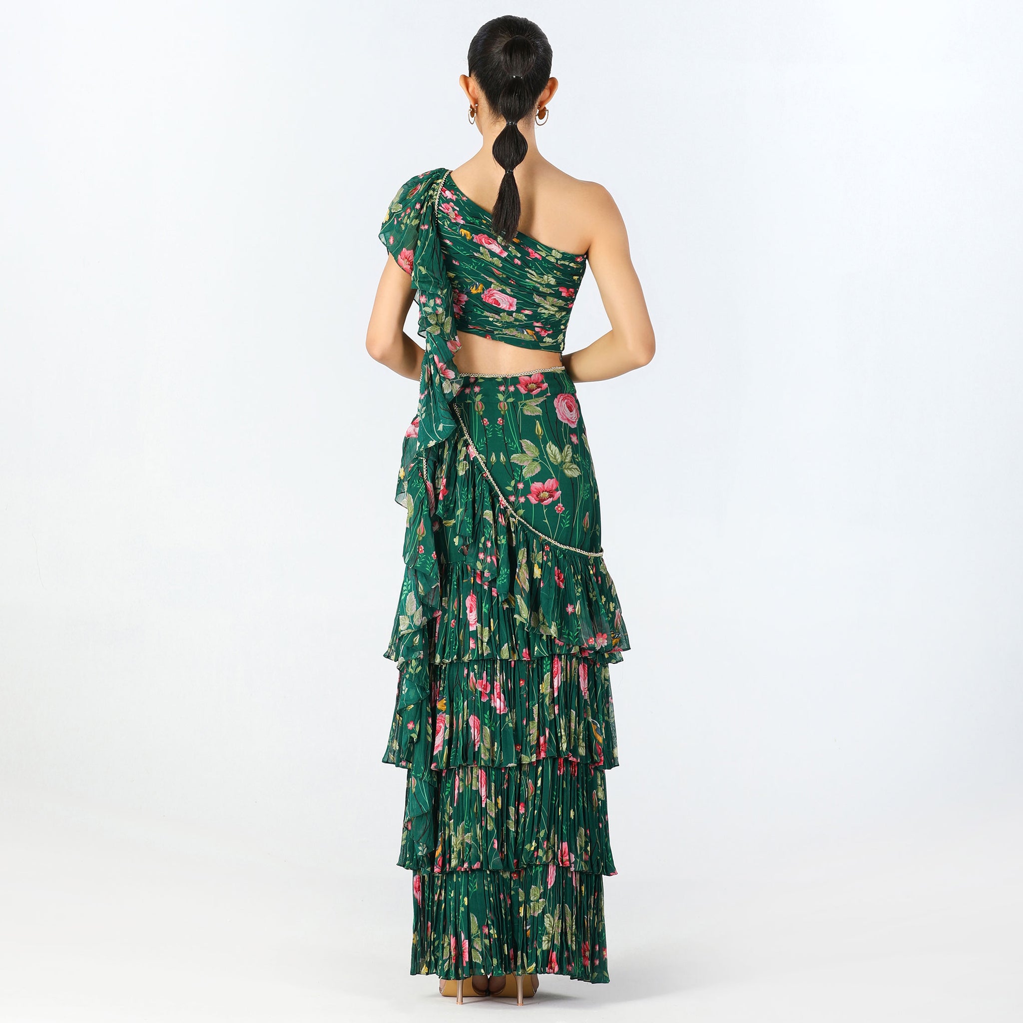 Embroidered Pre-draped Sari Gown