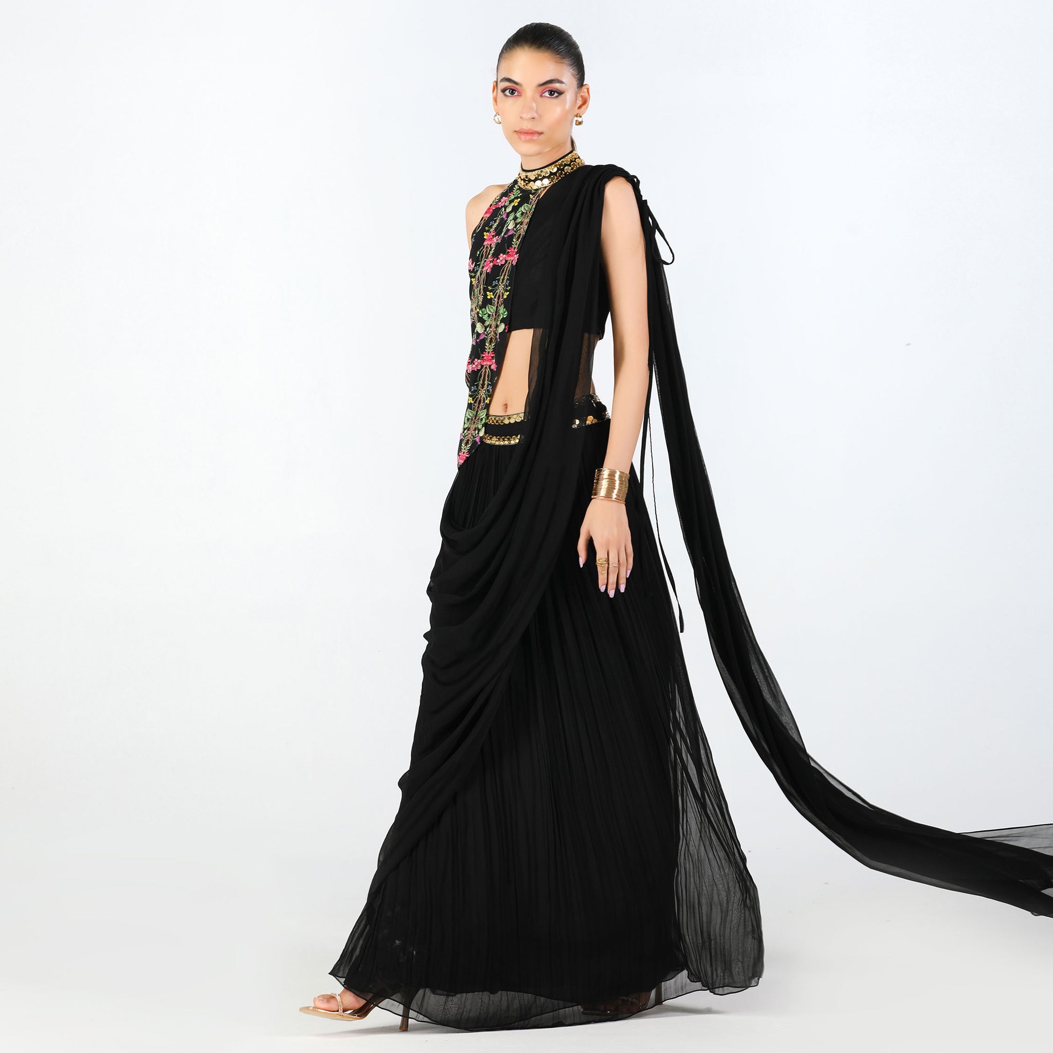 Embroidered Pre Draped Sari