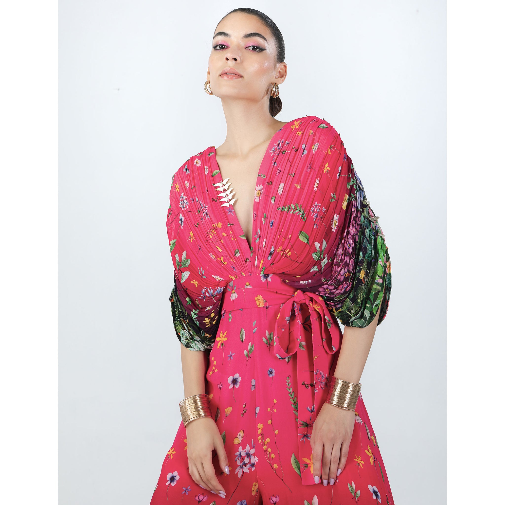 Embroidered Draped Jumpsuit