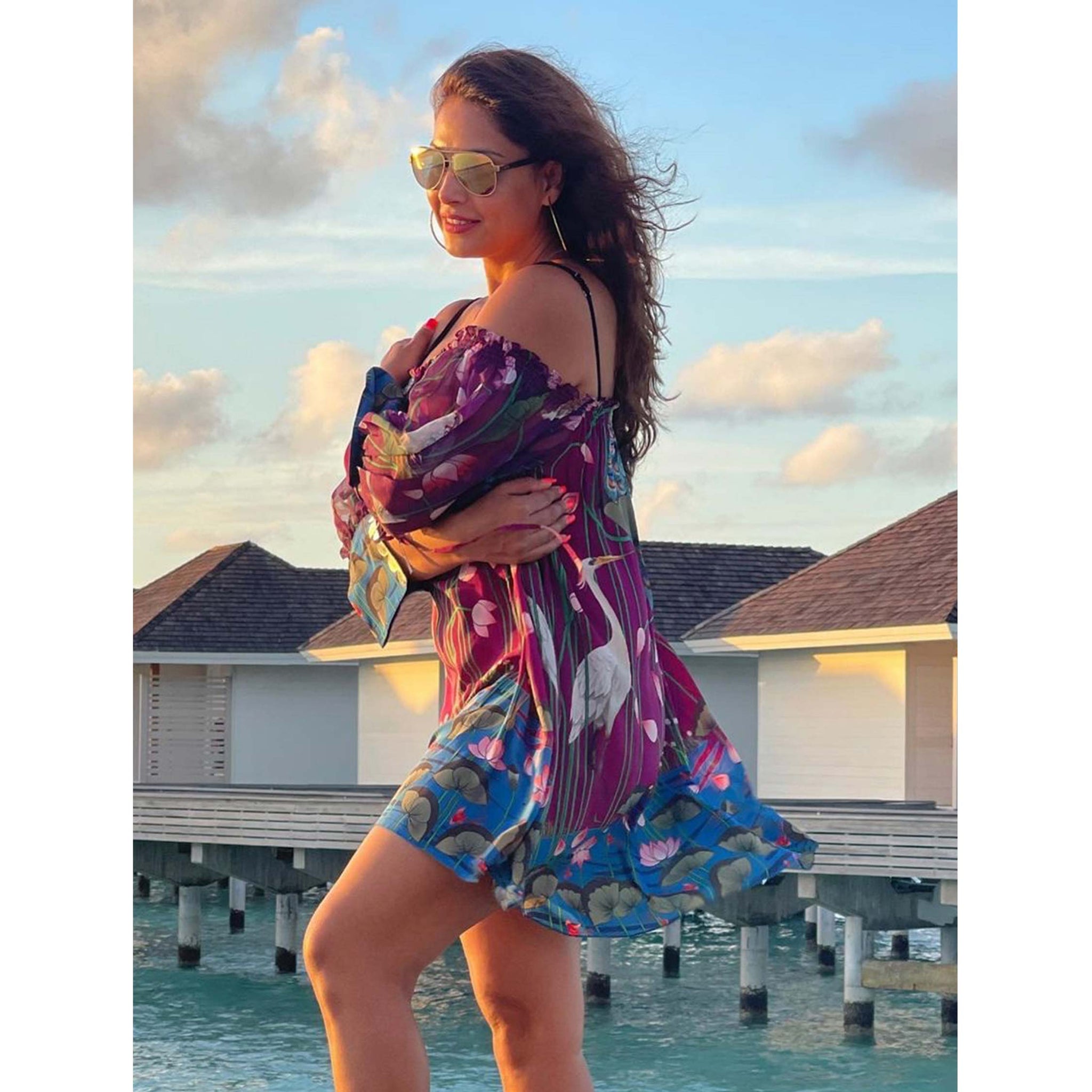 Embroidered Off Shoulder Dress