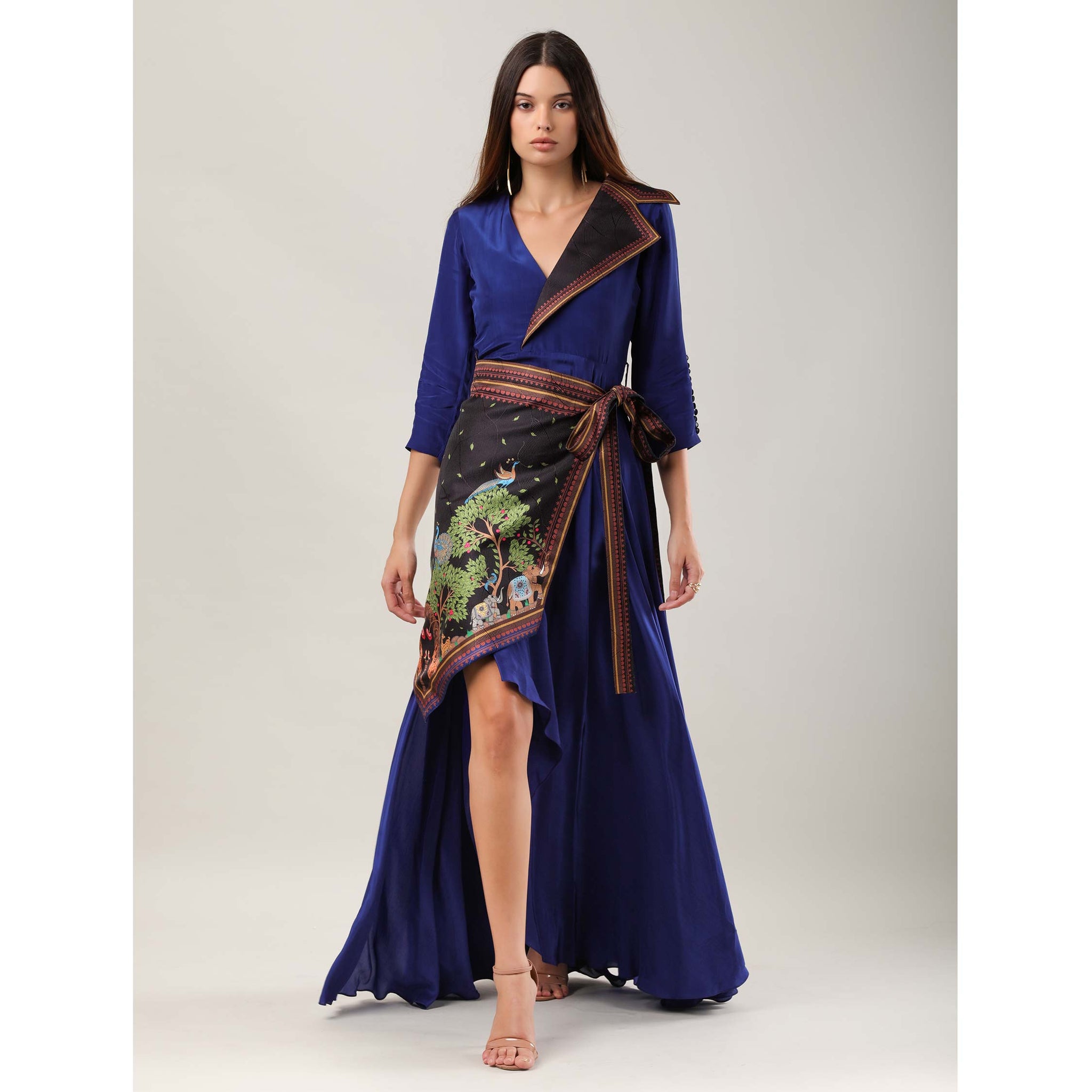 Asymmetrical Maxi Dress with Belt