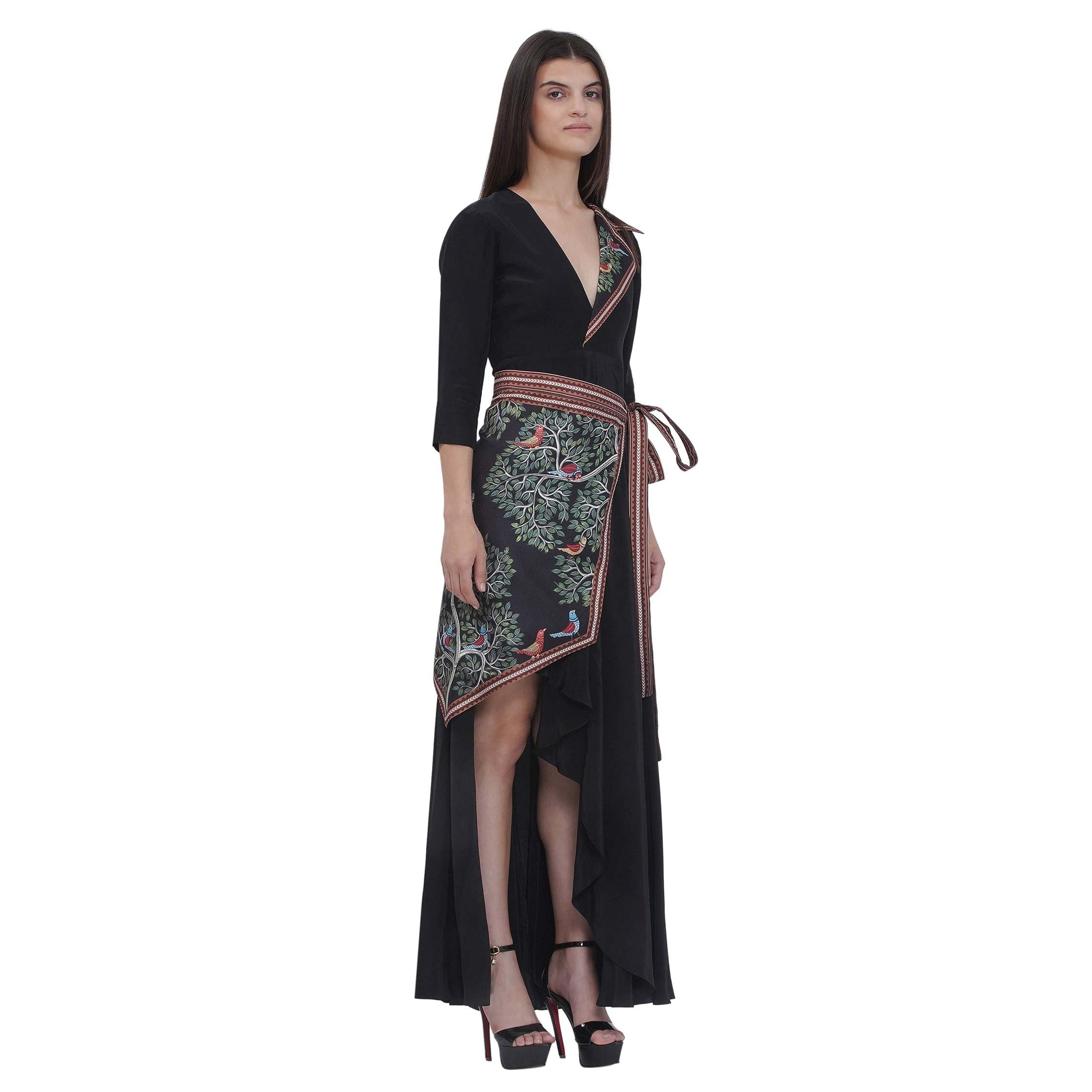 Asymmetrical Maxi Dress with Belt