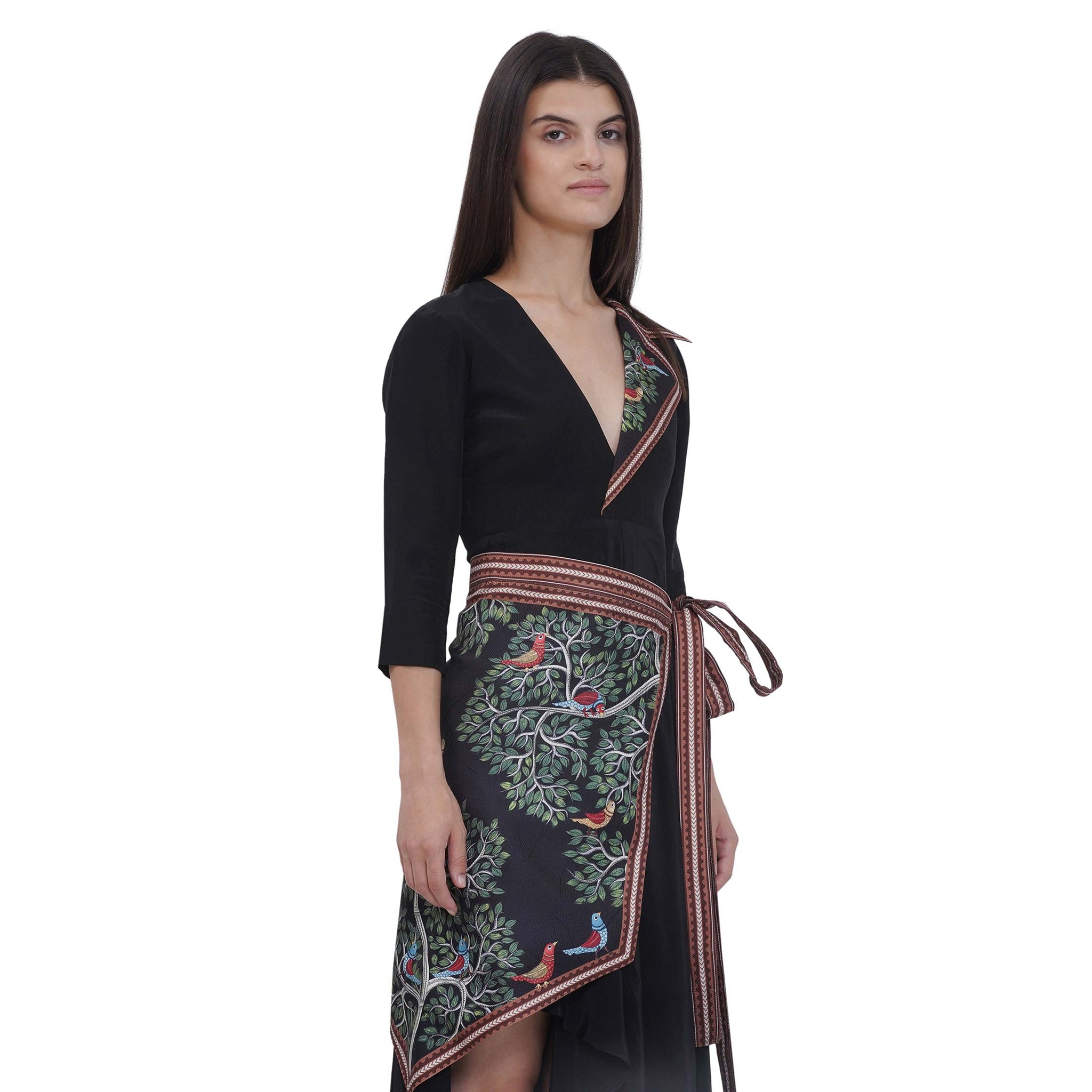 Asymmetrical Maxi Dress with Belt