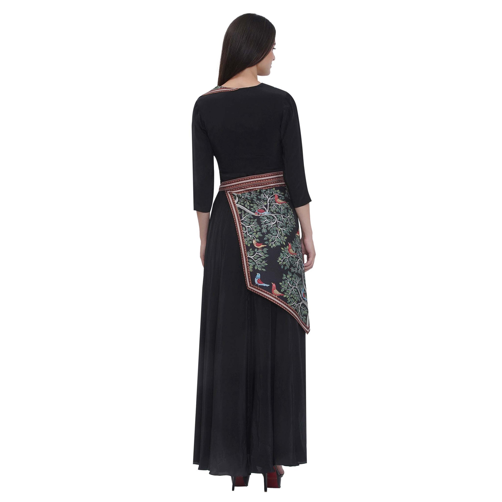 Asymmetrical Maxi Dress with Belt