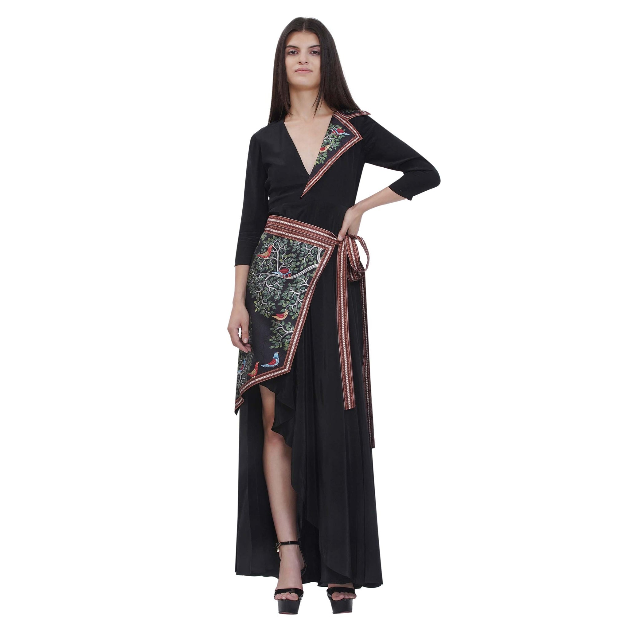 Asymmetrical Maxi Dress with Belt