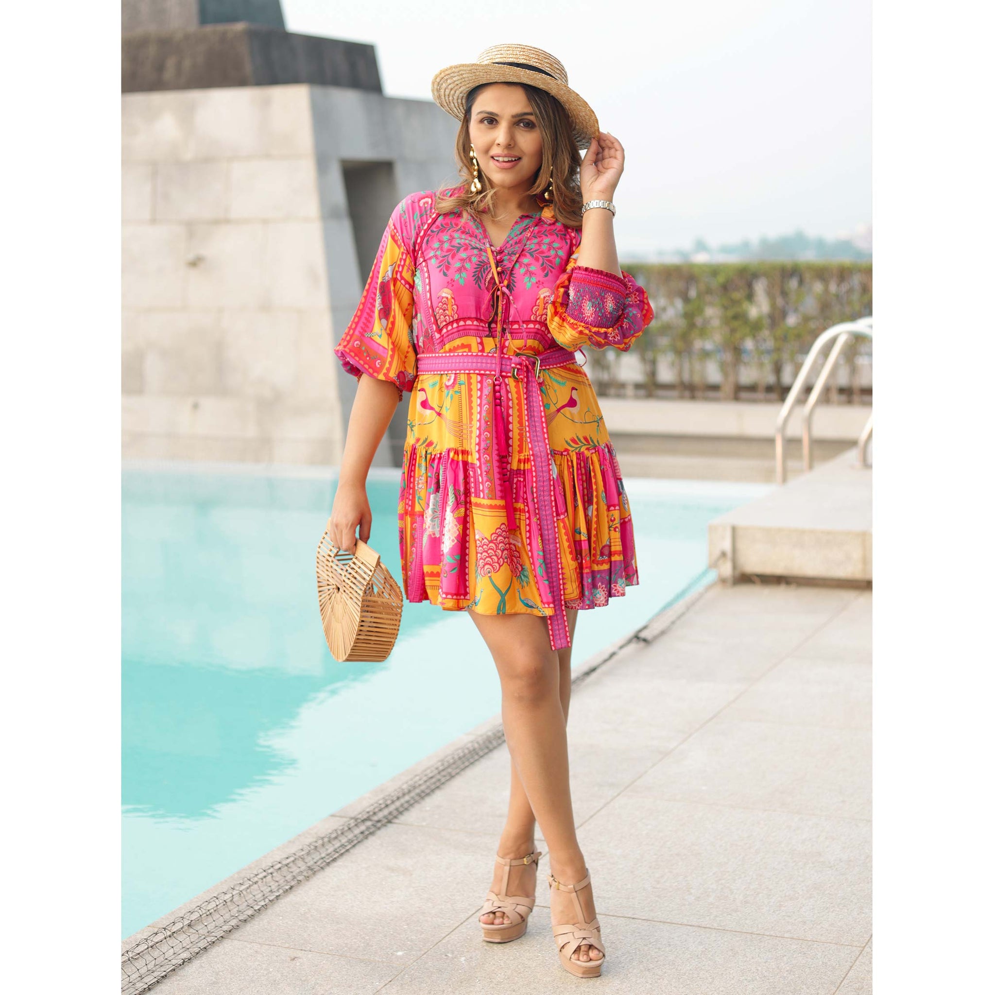 Embroidered Tiered Dress