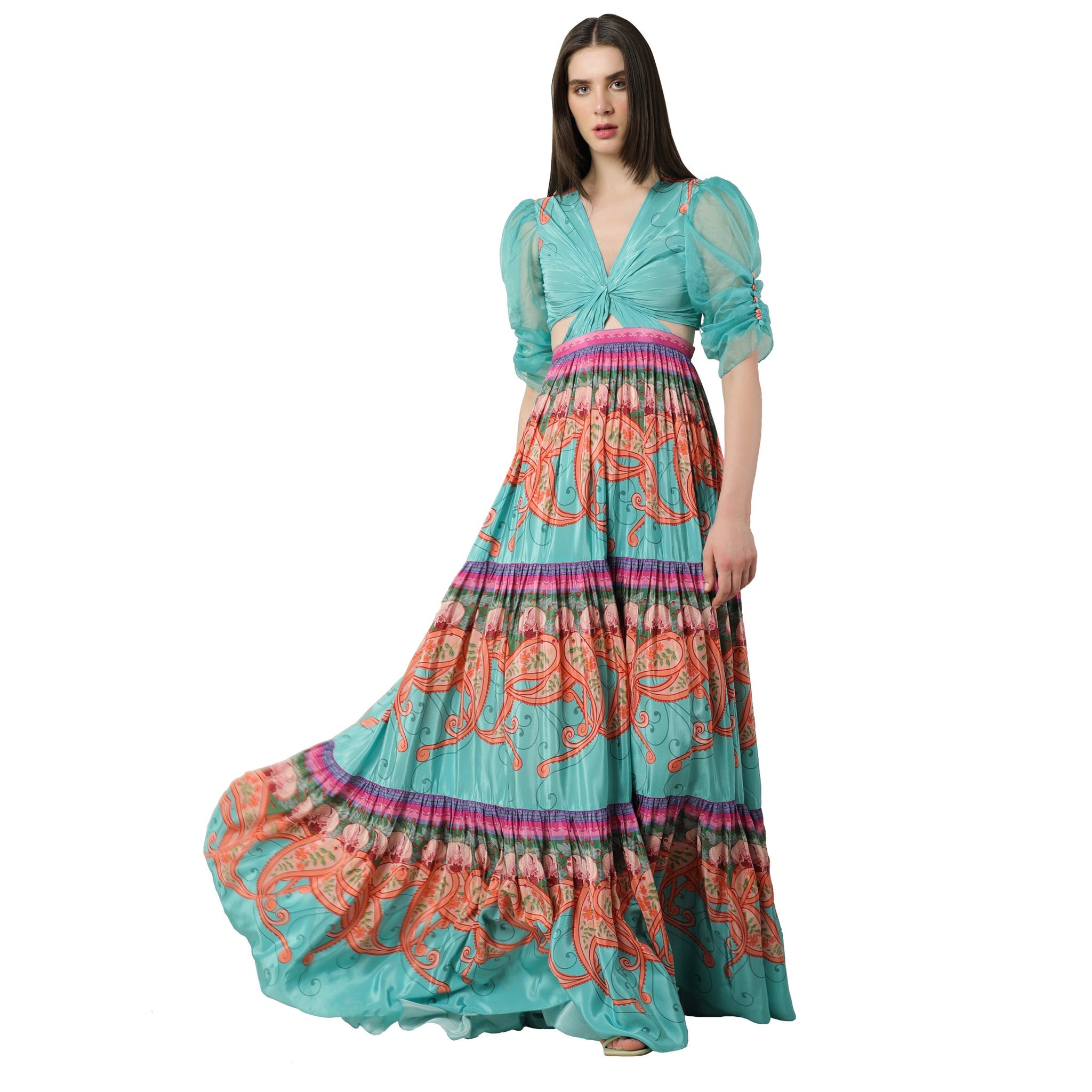 Tiered Maxi with a Draped Bodice