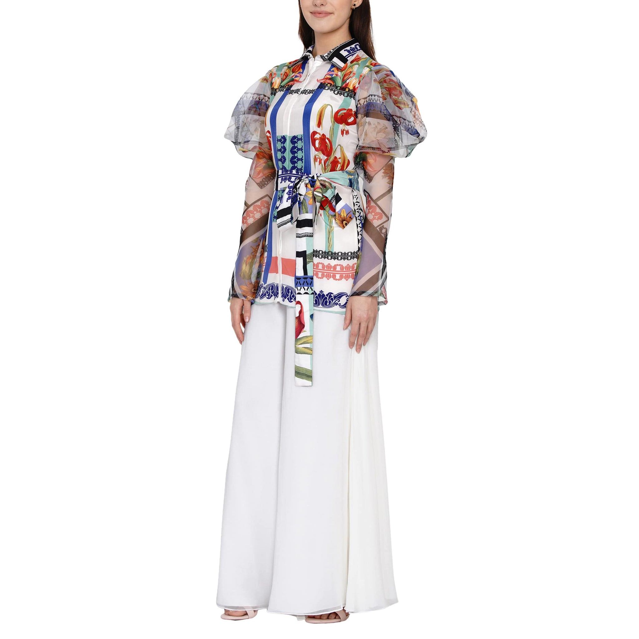 Embroidered Shirt with Statement Sleeves