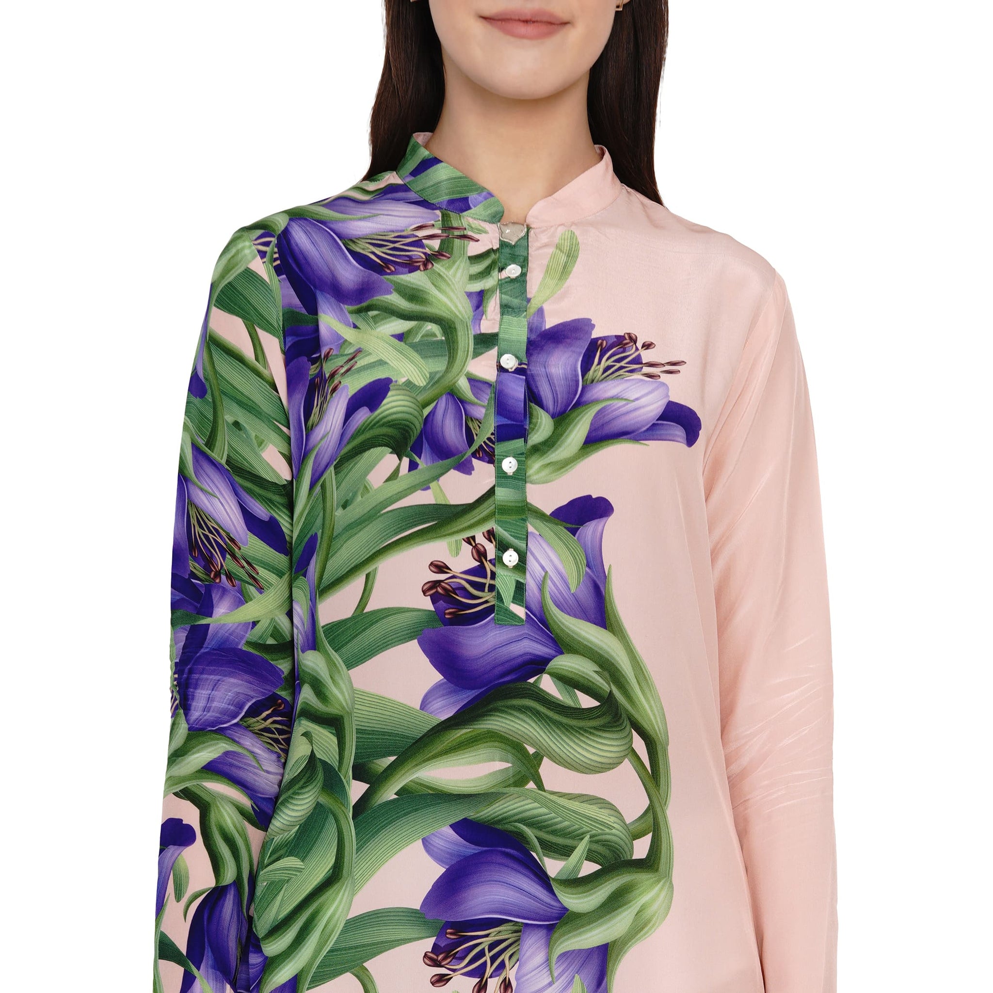 Half placed printed tunic