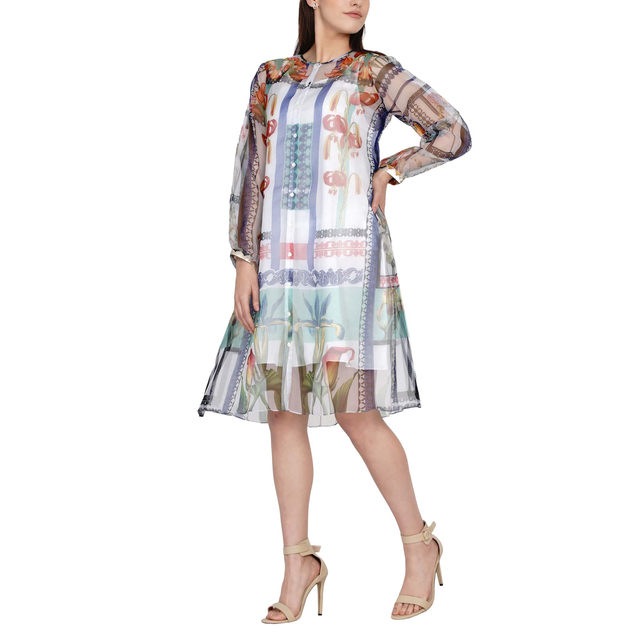 Printed Organza Dress with slip