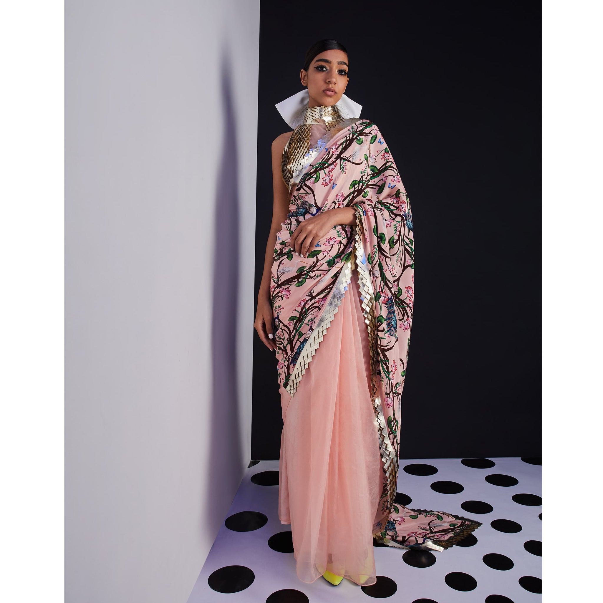 Embroidered Half and Half Sari