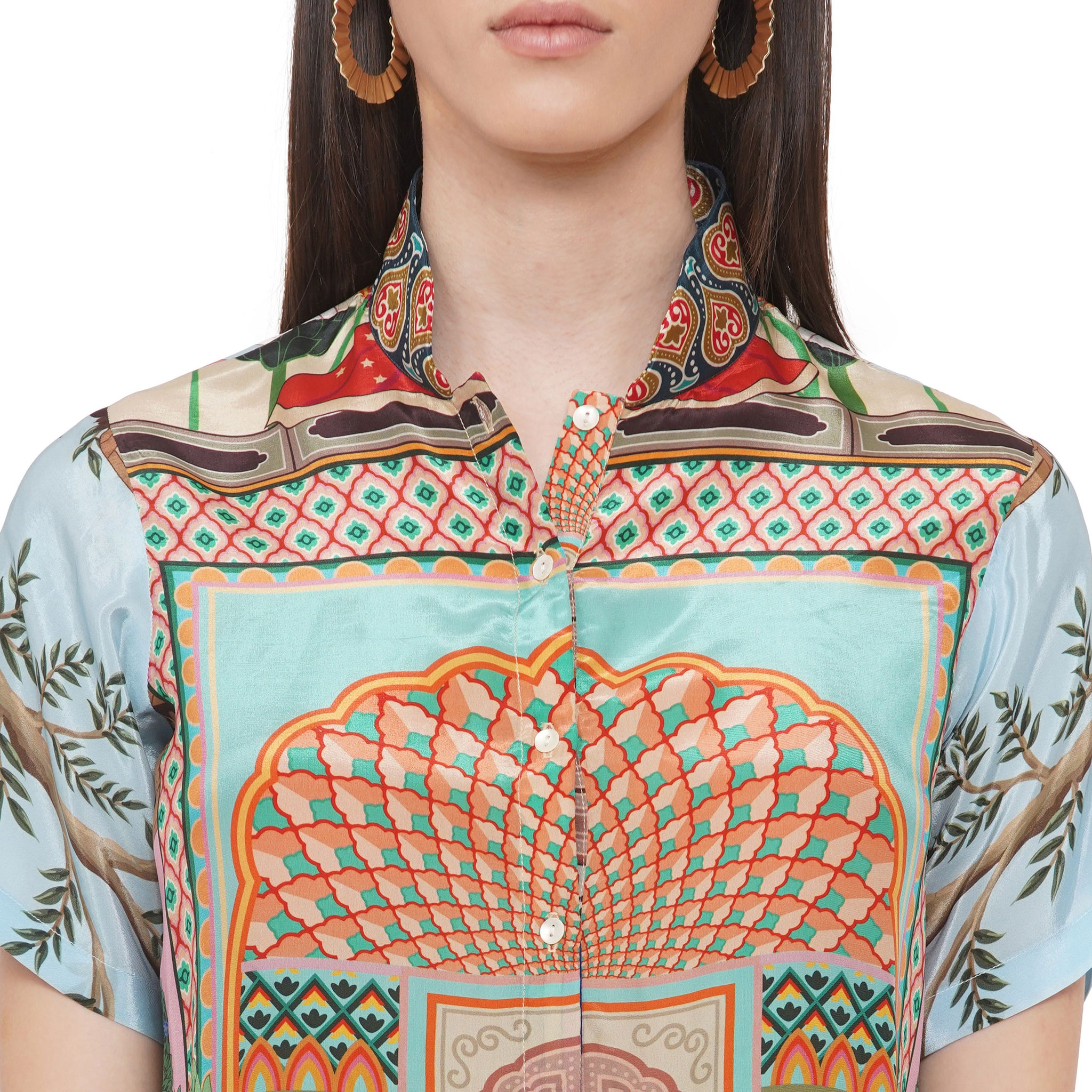 Embroidered Placement Print Shirt