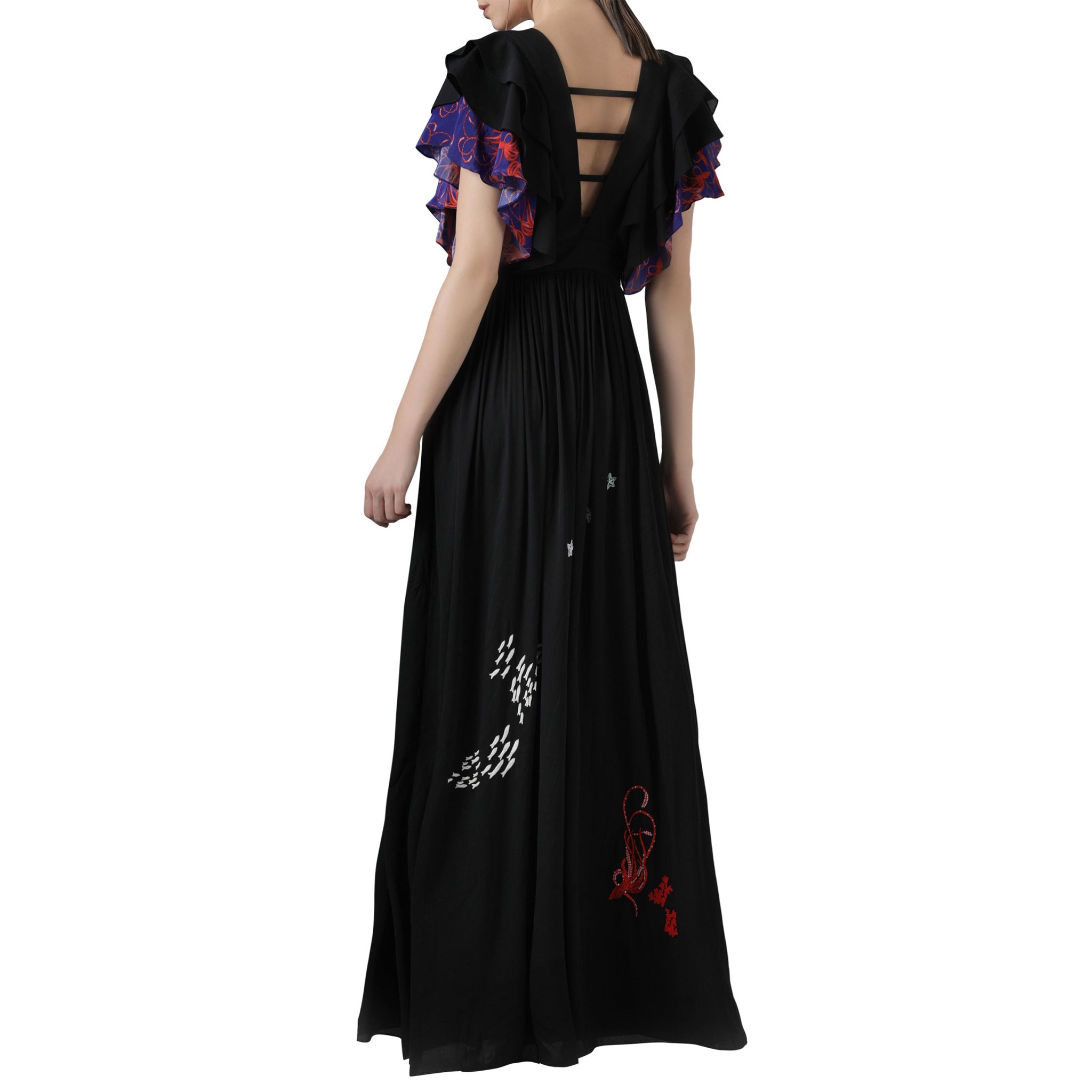 Embroidered Ruffled Dress