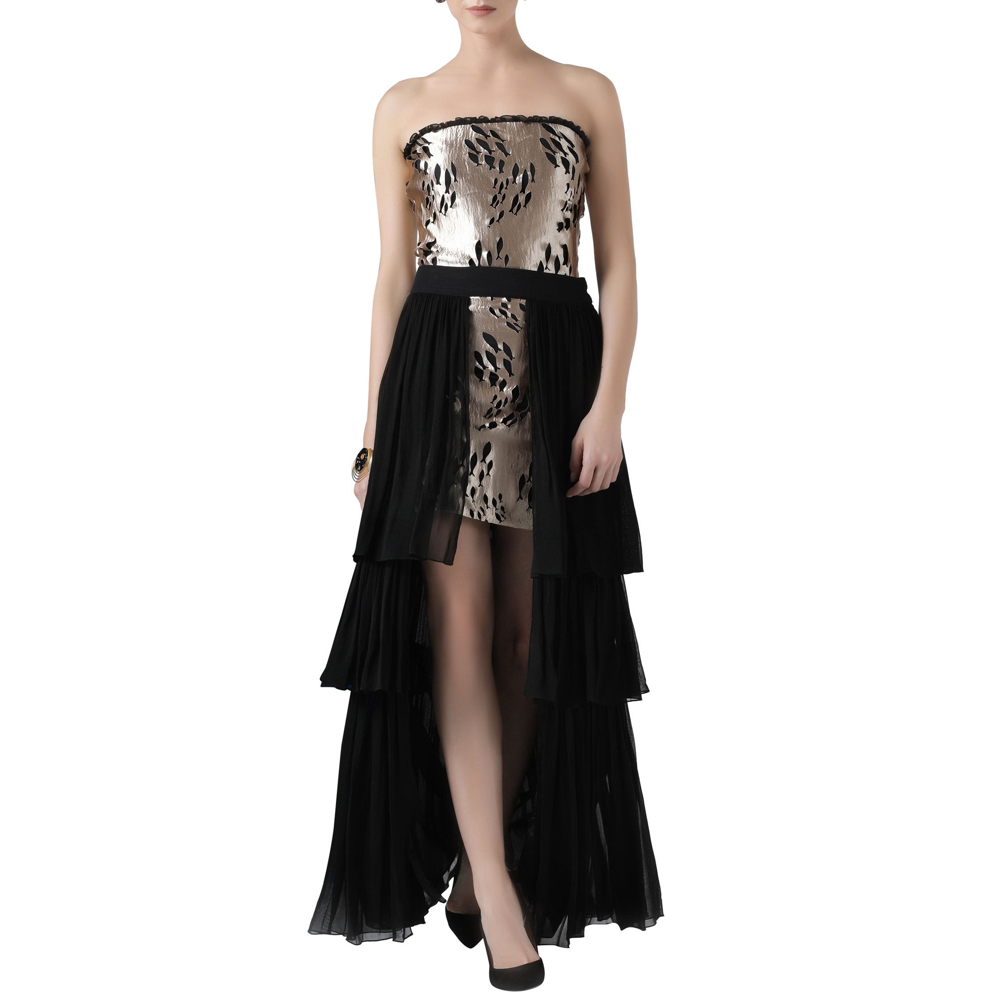 Cutwork Dress with a Tiered Skirt