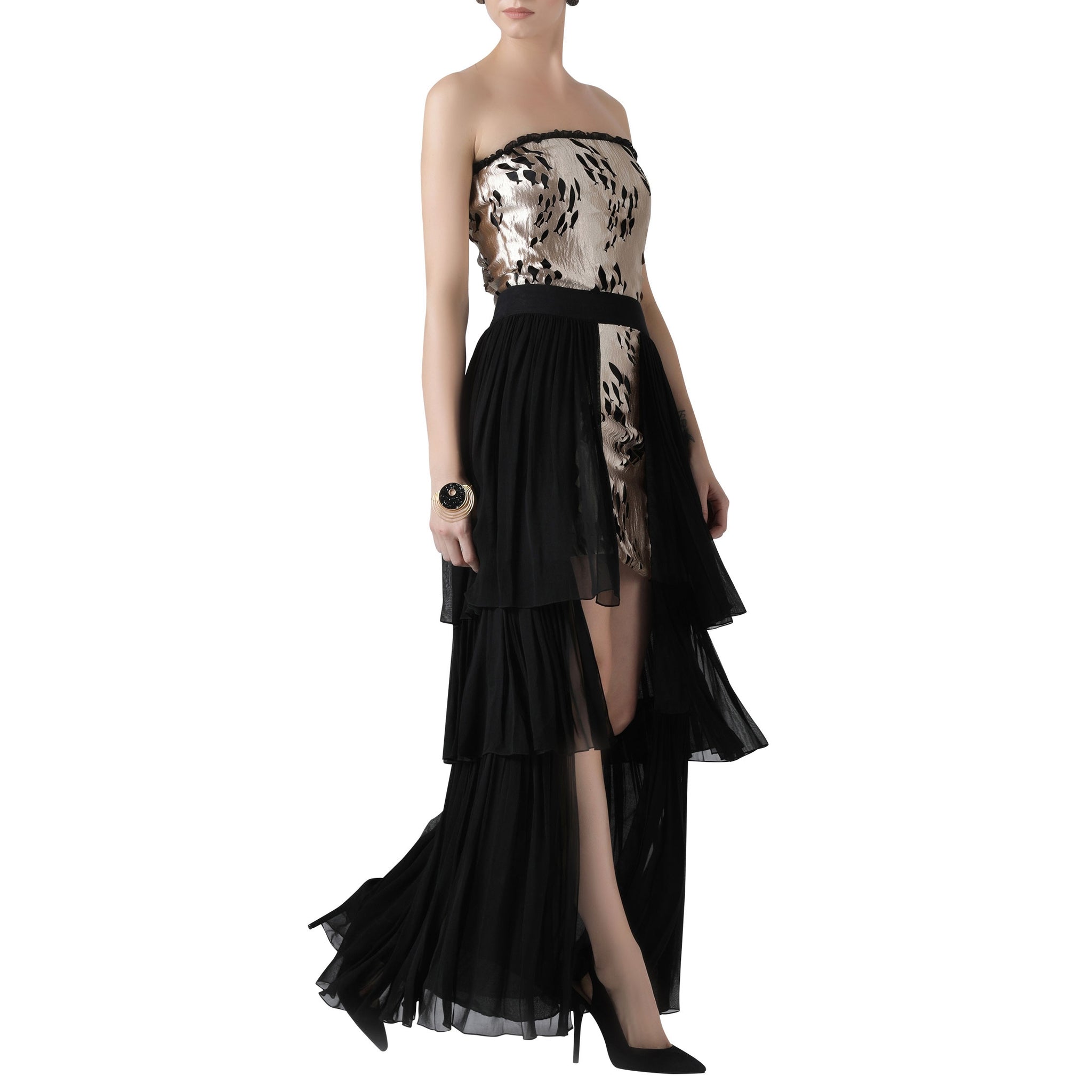 Cutwork Dress with a Tiered Skirt