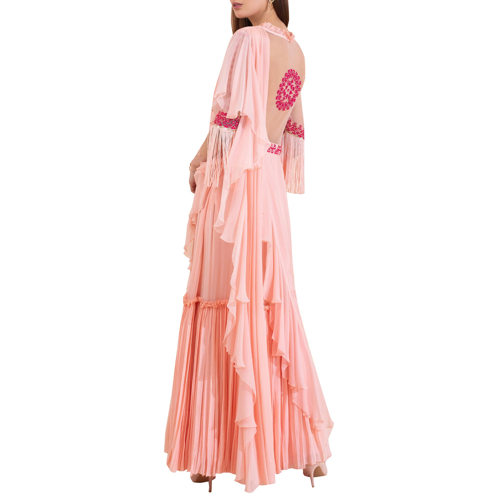 Embroidered Pre- Draped Sari Gown