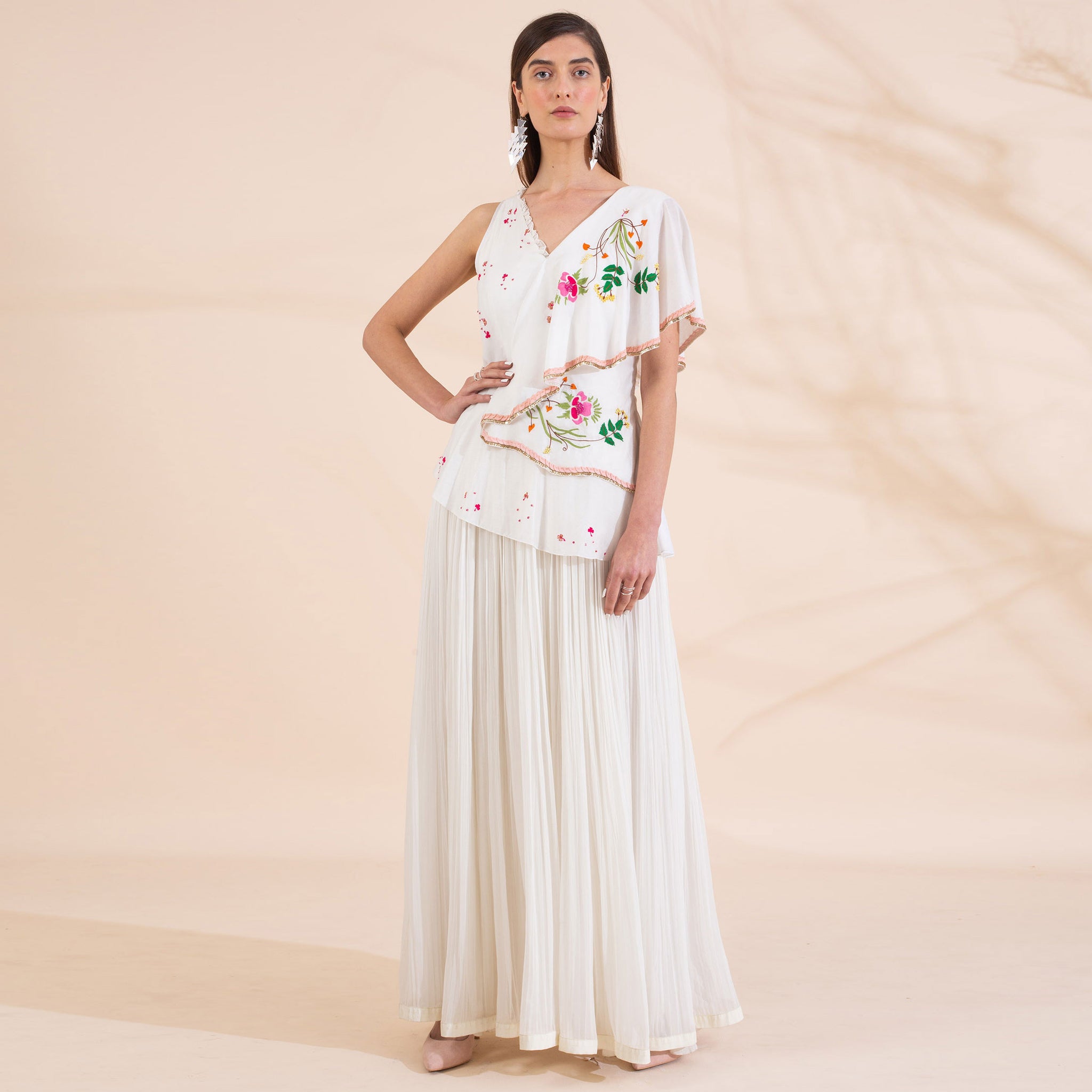 Embroidered Peplum Dress