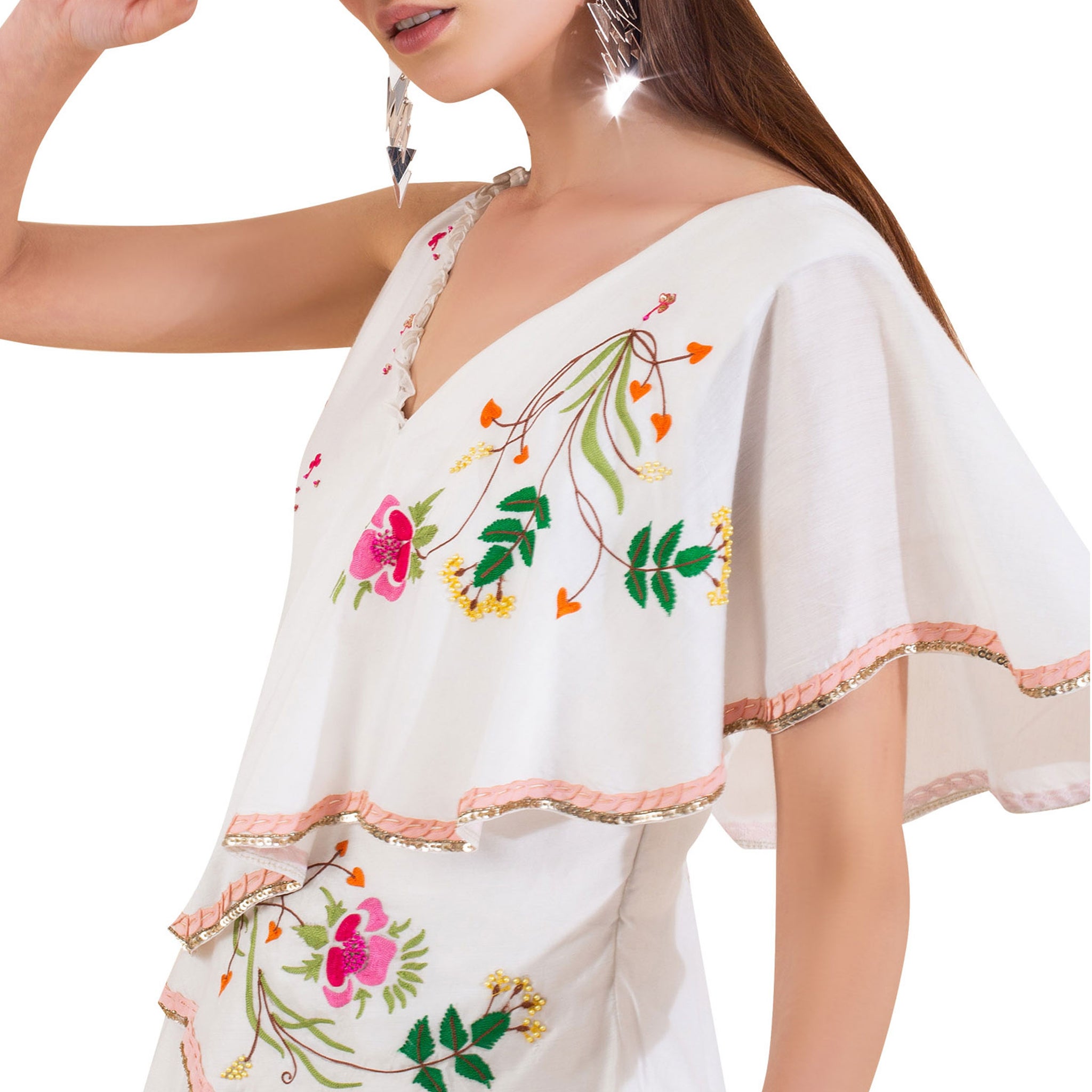 Embroidered Peplum Dress
