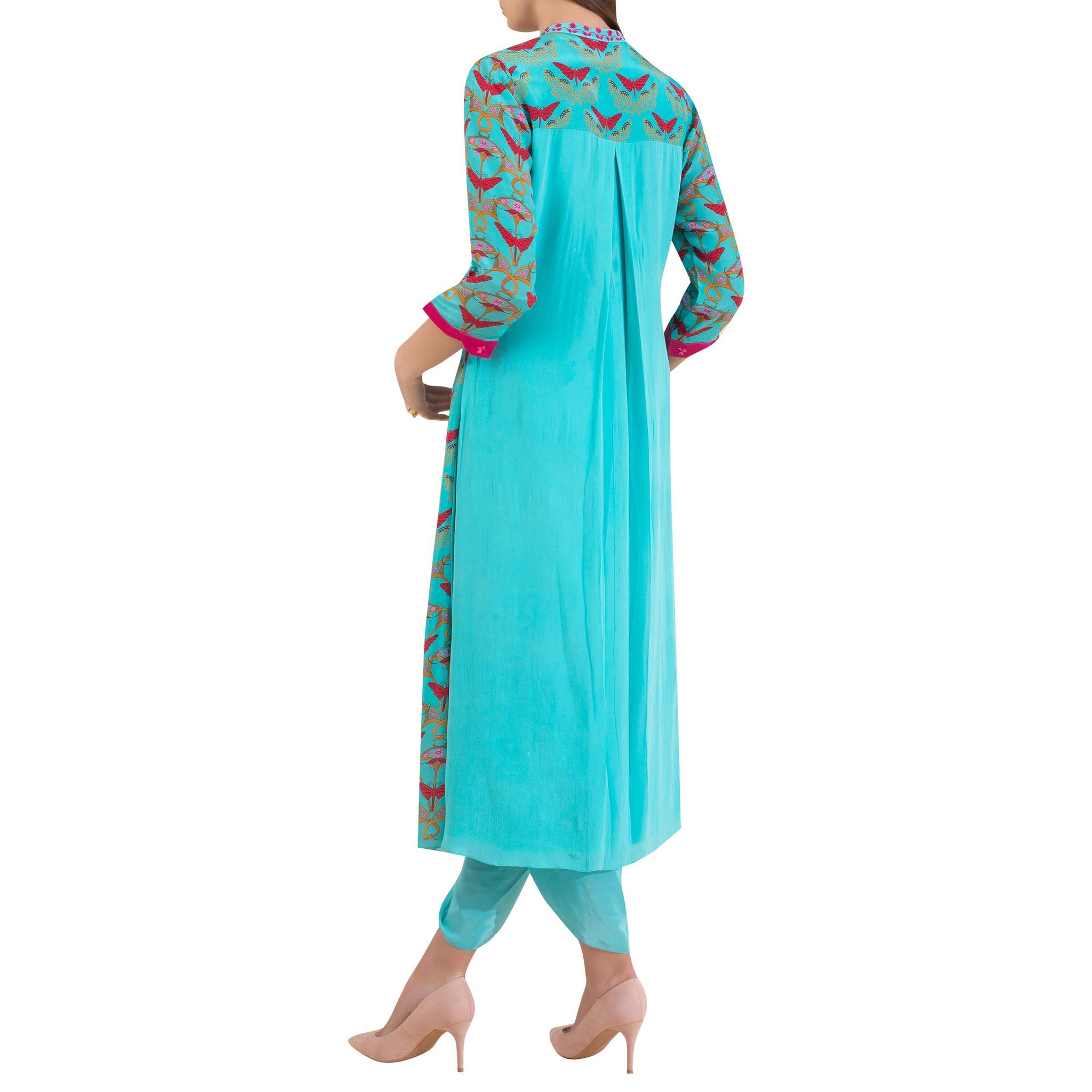Embroidered Kurta with Attached Jacket and Dhoti Pants