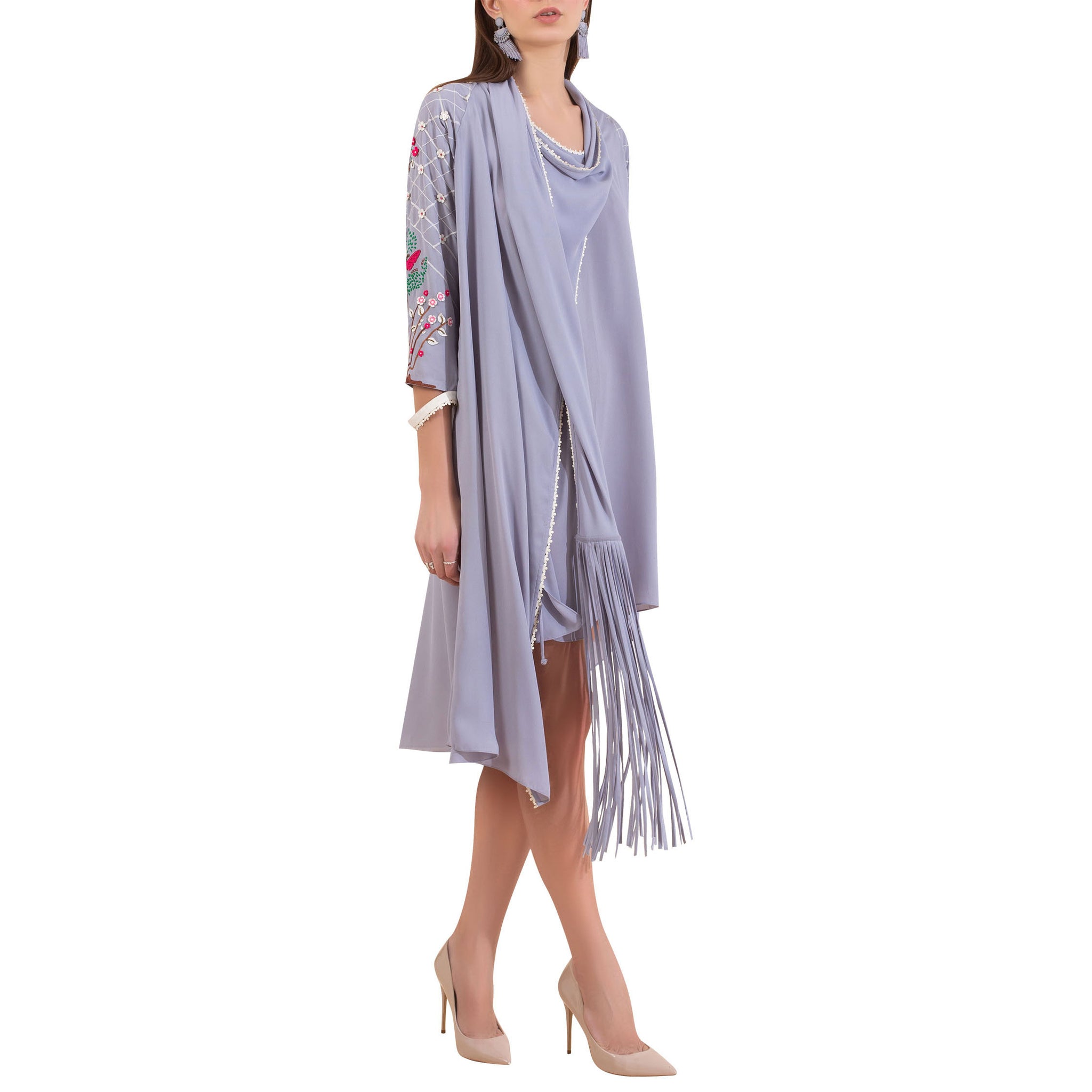 Embroidered Draped Tunic