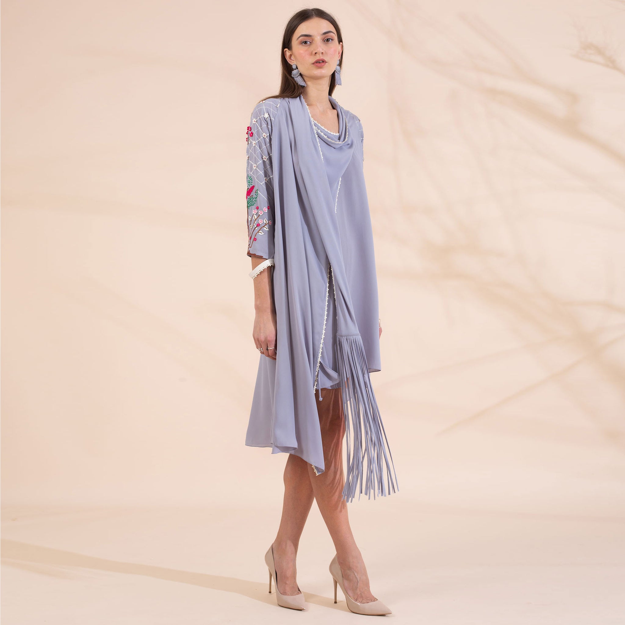 Embroidered Draped Tunic