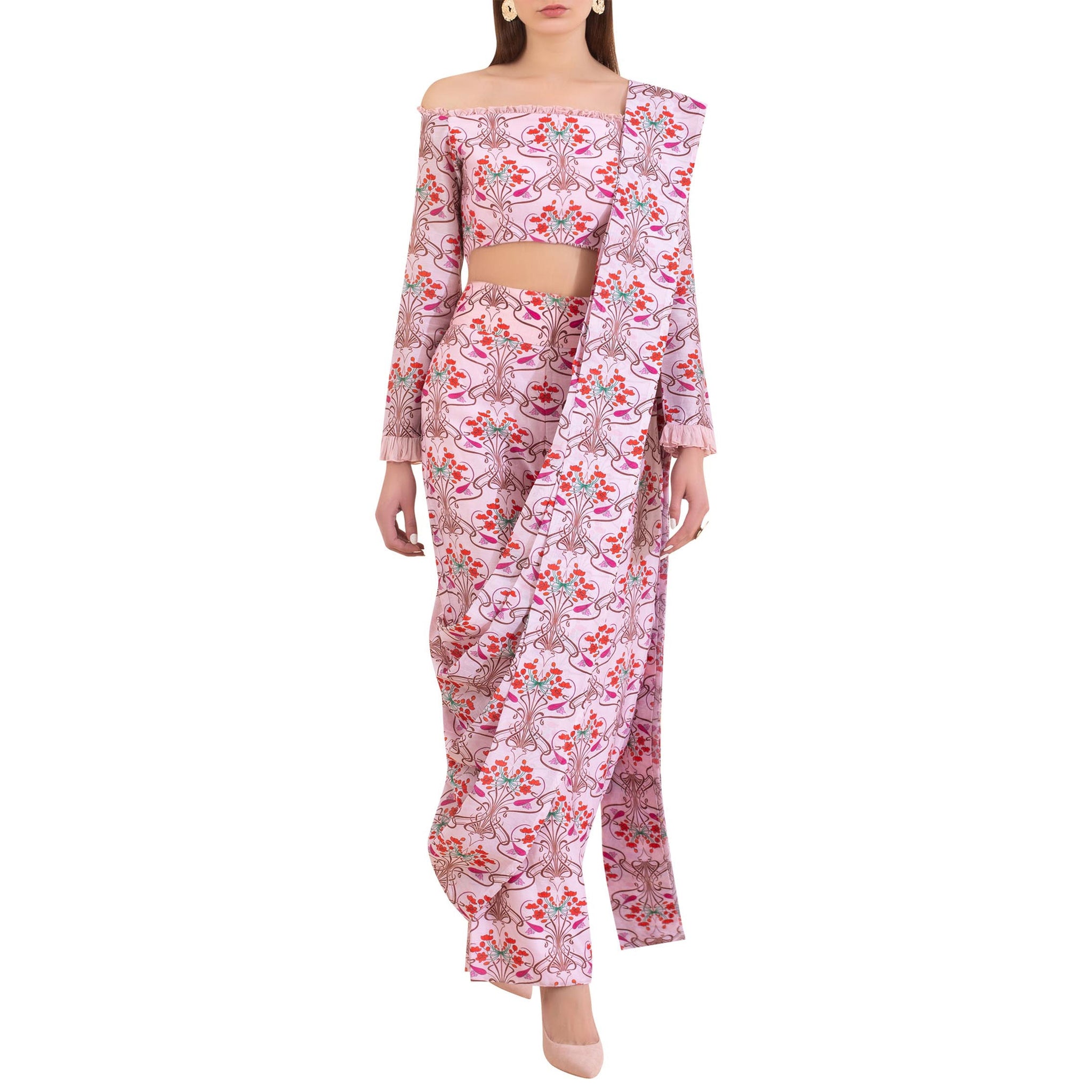 Off Shoulder Trouser Sari
