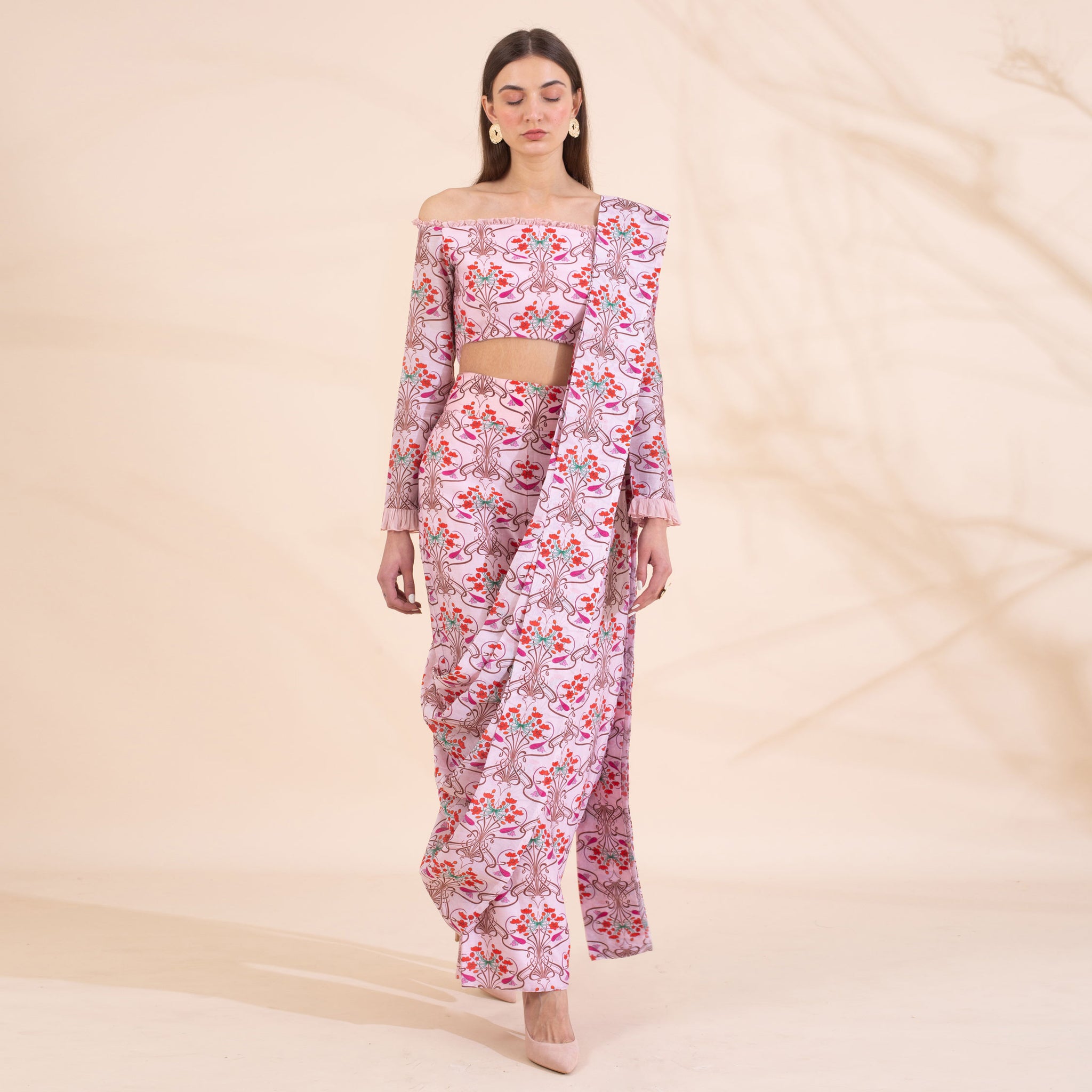 Off Shoulder Trouser Sari