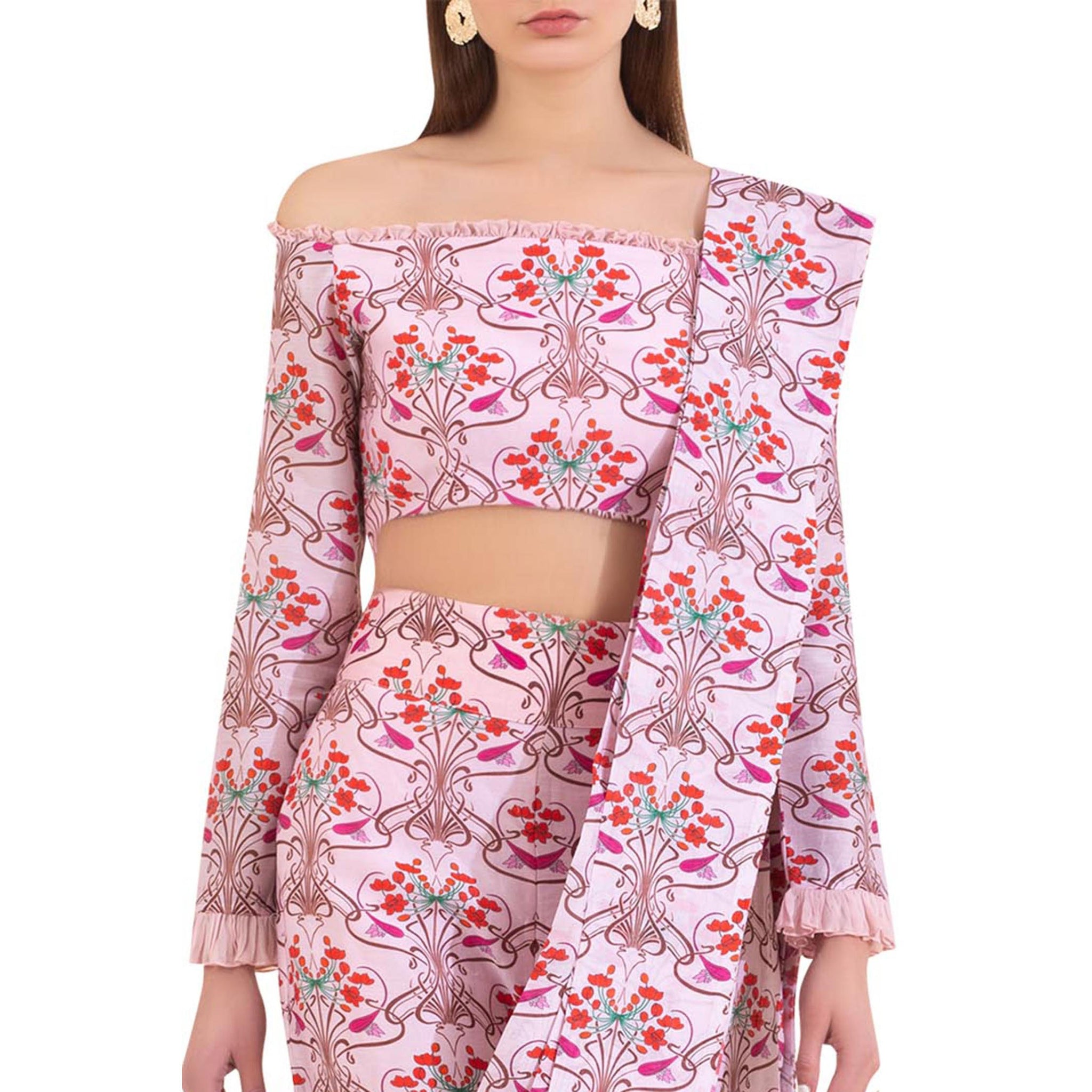 Off Shoulder Trouser Sari