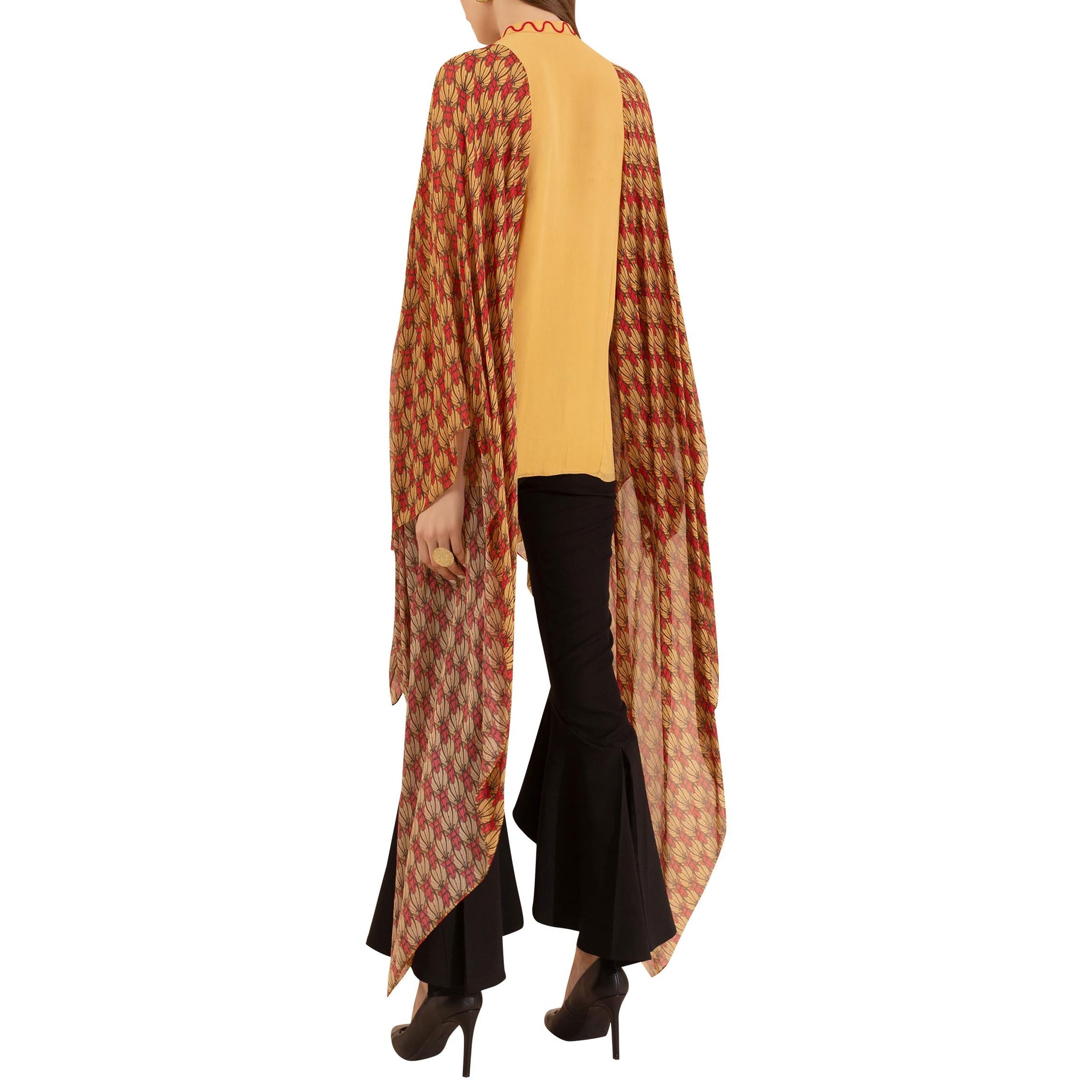 Hand Embroidered Tunic with Exaggerated Printed Sleeves