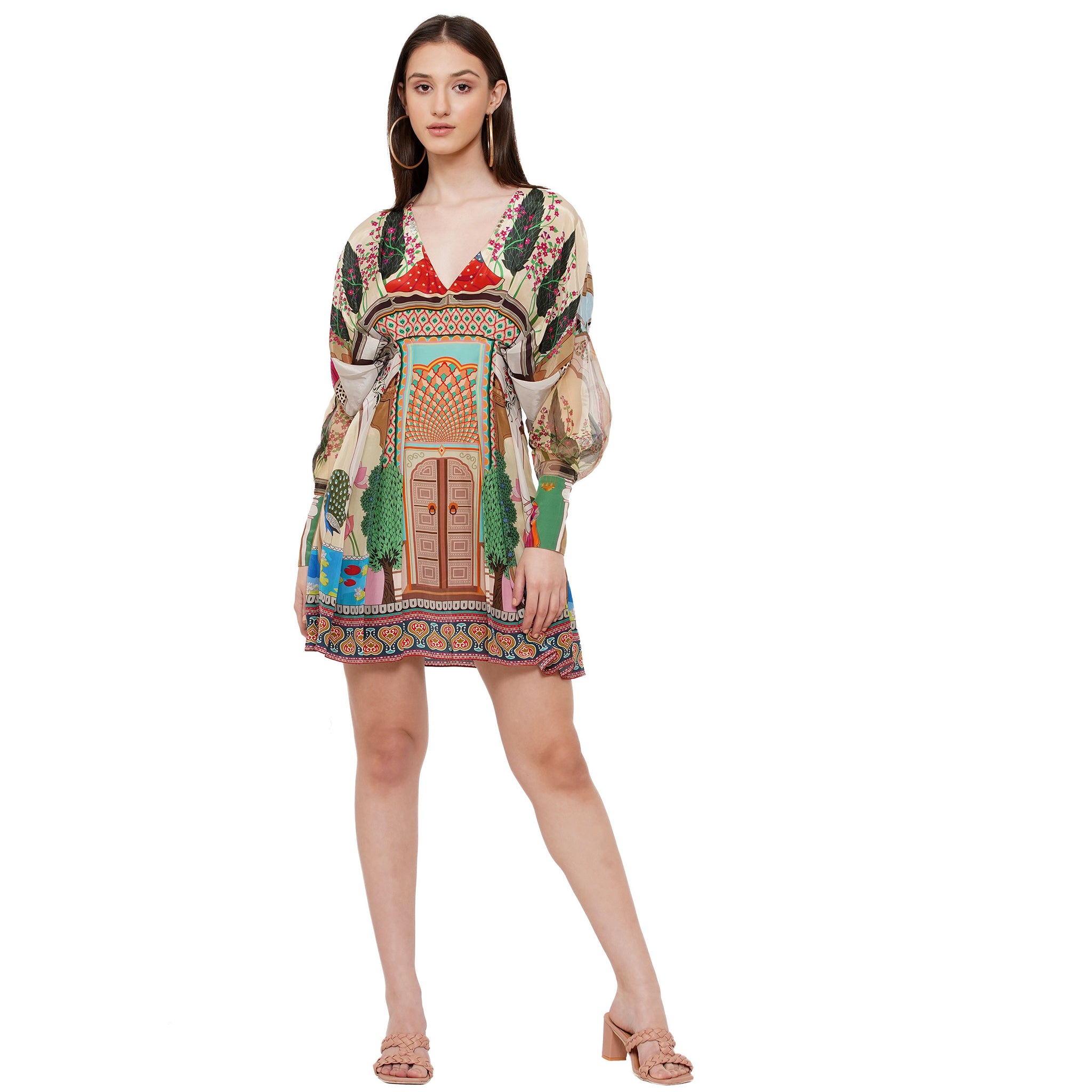 Embroidered Draped Dress